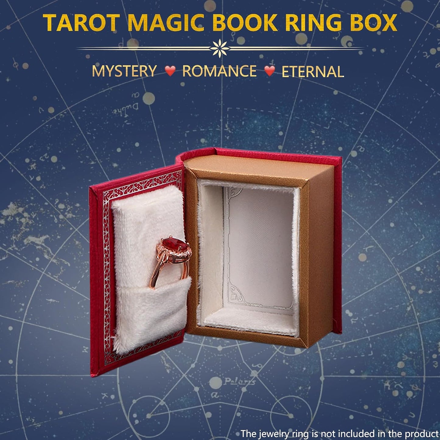 Vintage Magic Book-Shaped Ring Box / Red