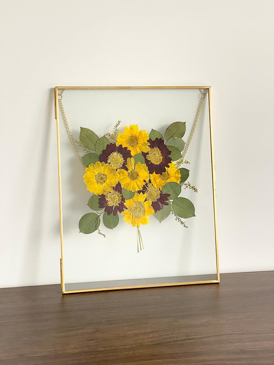 Beedecor Double Glass Frame for Pressed Flowers, Leaf and Artwork - Set of 2 Hanging Picture Frames, Tempered Glass