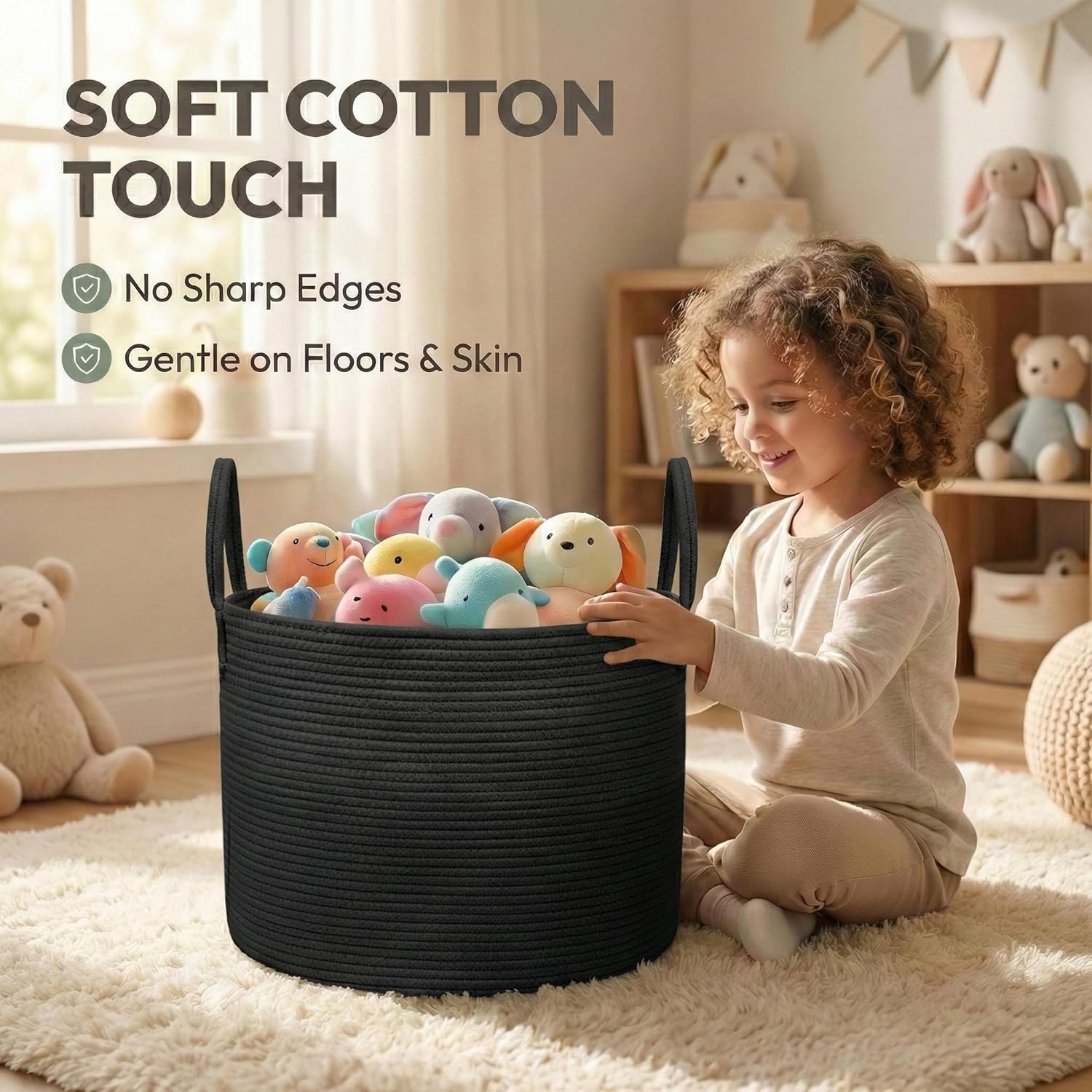 Extra Large Blanket Basket / Black / 65L