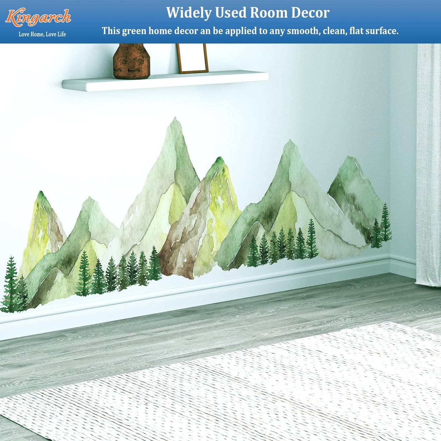 Large Mountain Wall Decals / Green
