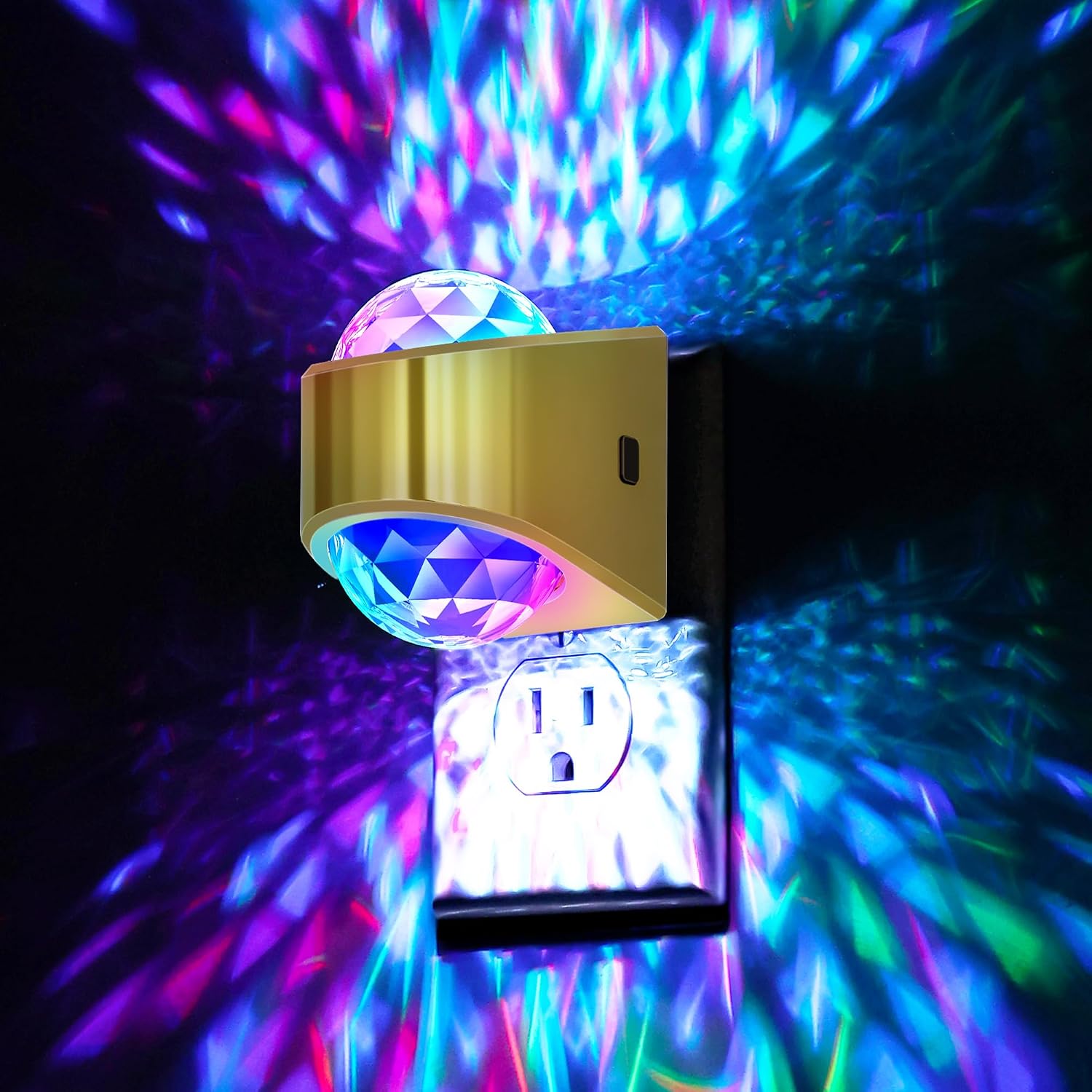 Briignite Night Lights Plug into Wall, Gold Night Light Projector 9-Color