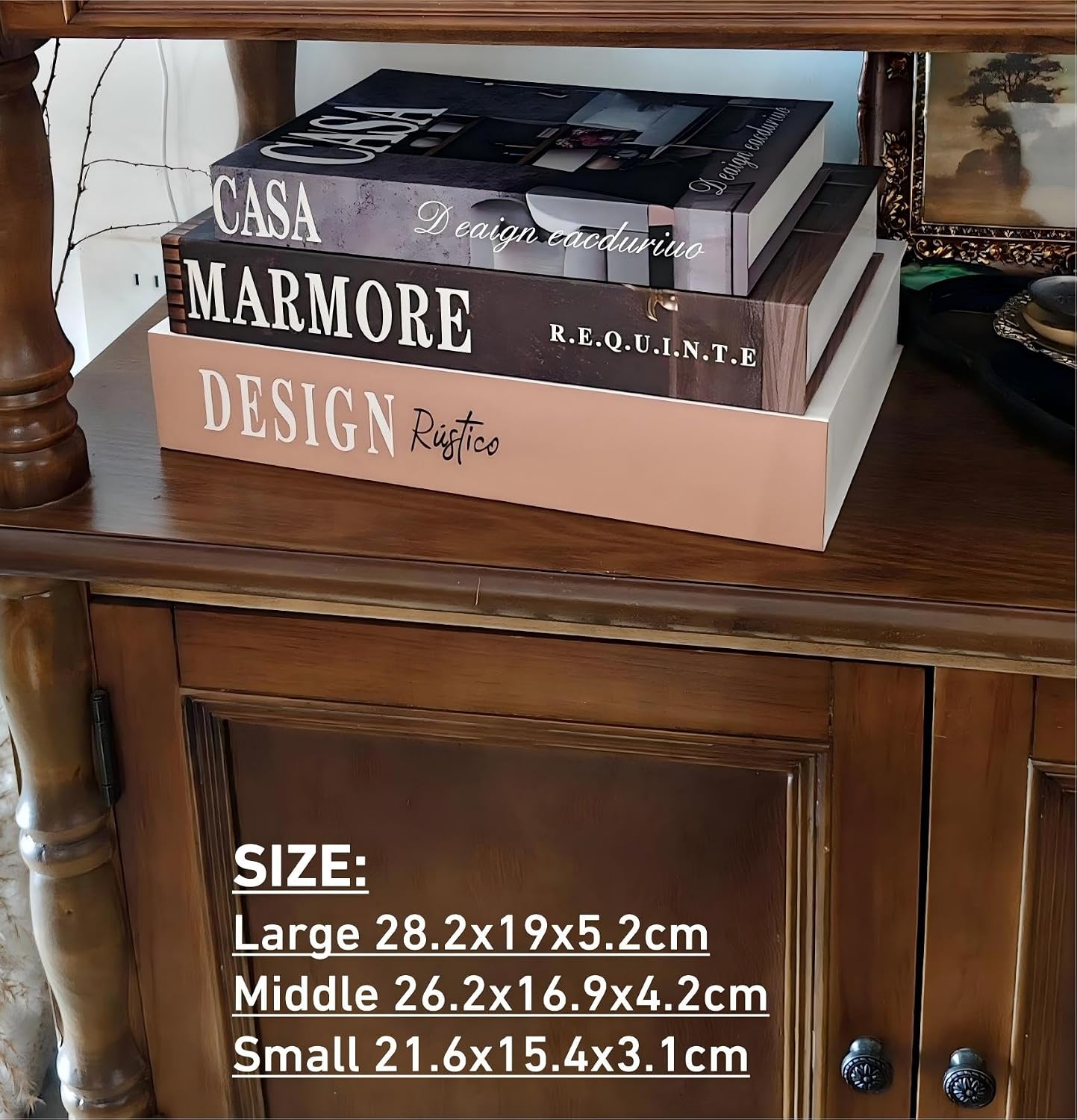 Aesthetic Faux Book Storage Box for Coffee / Modern White-gray-brown / Set of 3
