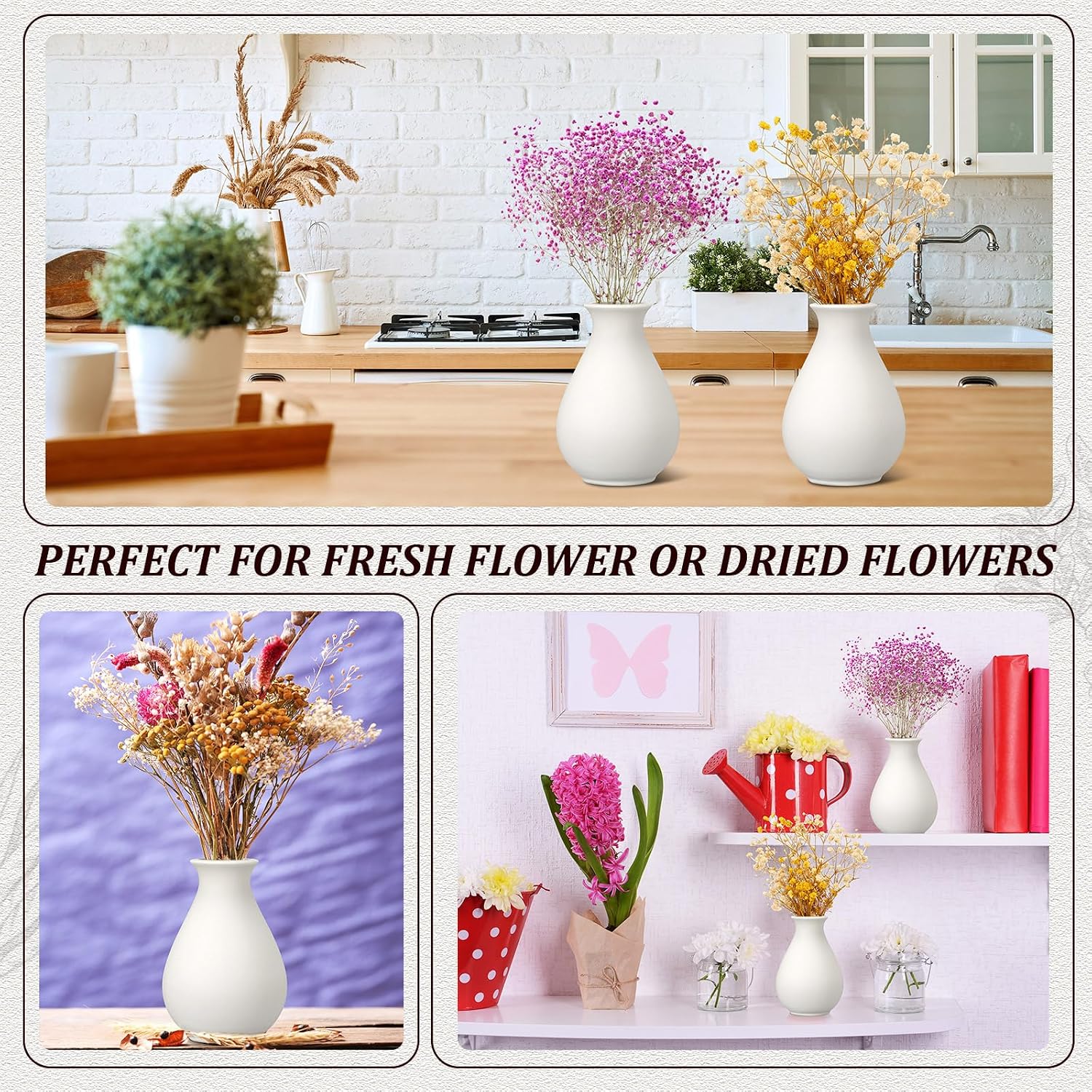 Ceramic Bud Vases Bulk Boho Small Flower Vase Ceramic Vases / 3.9"*2.76 / White / Set of 15