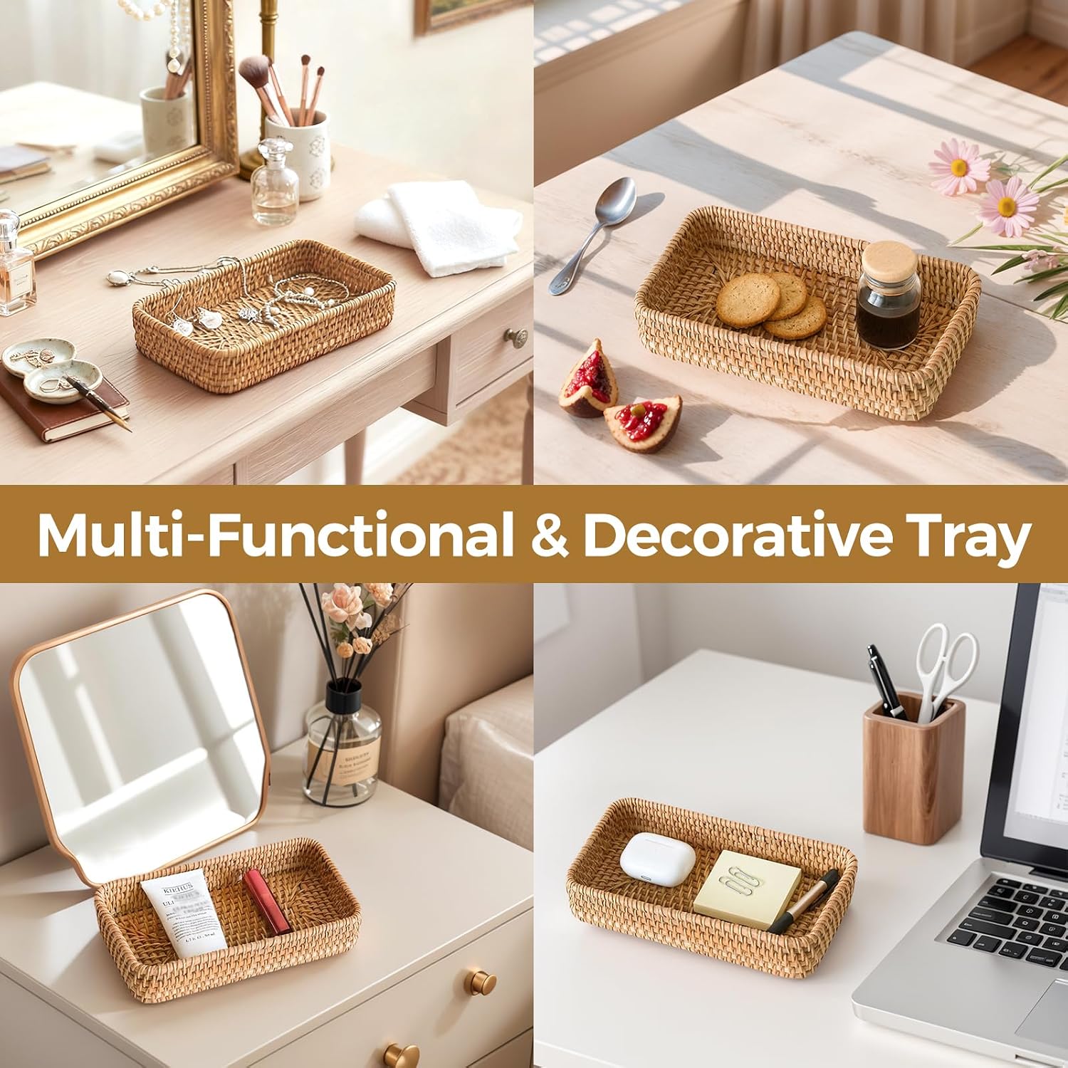 Small Rattan Serving Tray / 8.2 x 4.3 / XS / Natural