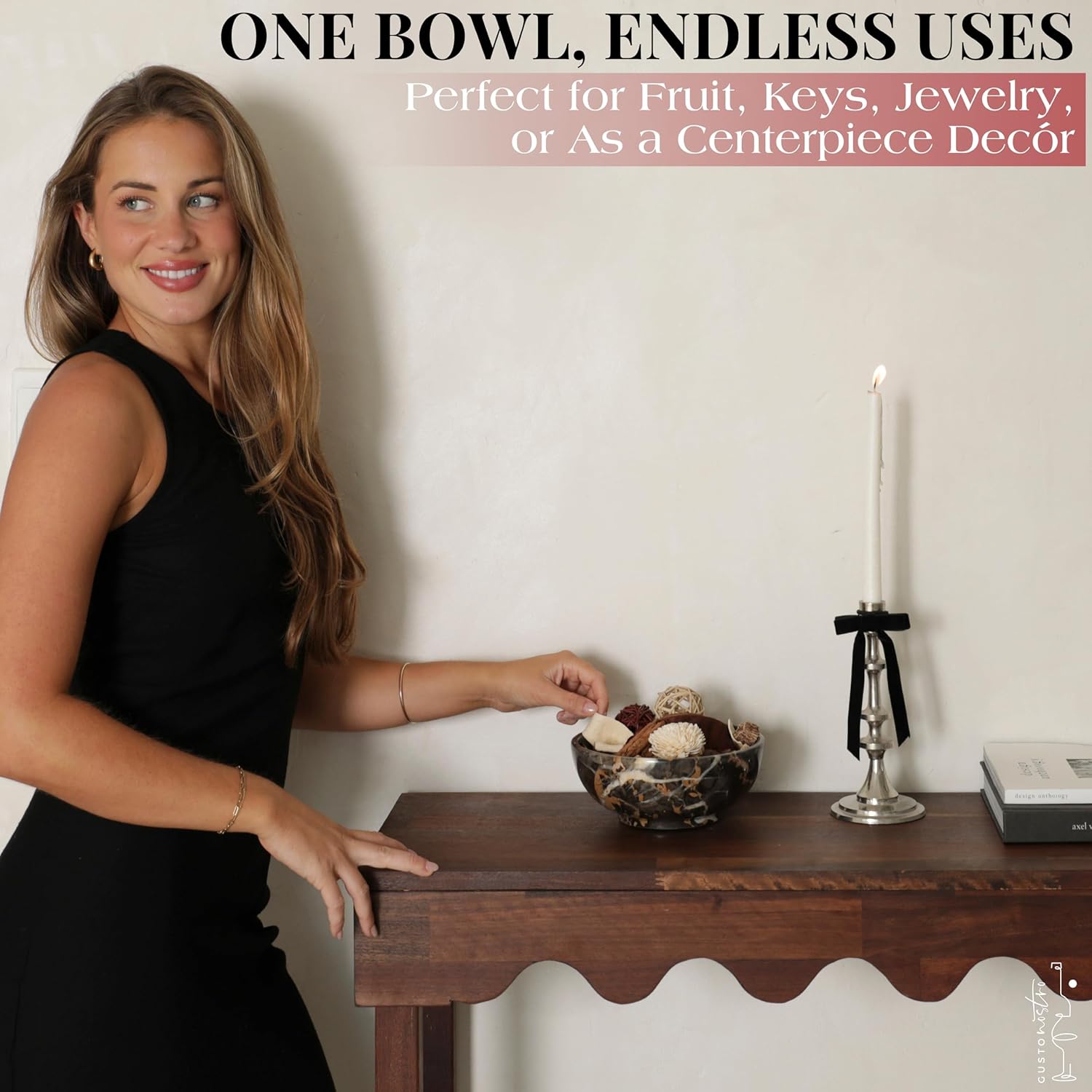 Elegant Decorative Fruit Bowl / Black and Gold