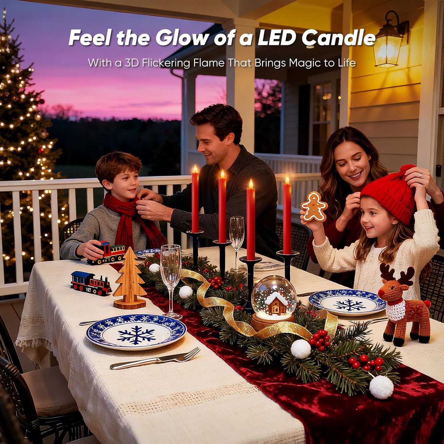 Homemory 6 Pcs Real Wax LED Red Flameless Taper Candles with Remote Timer, 9.6 Inches Fake Candlesticks, Dripless