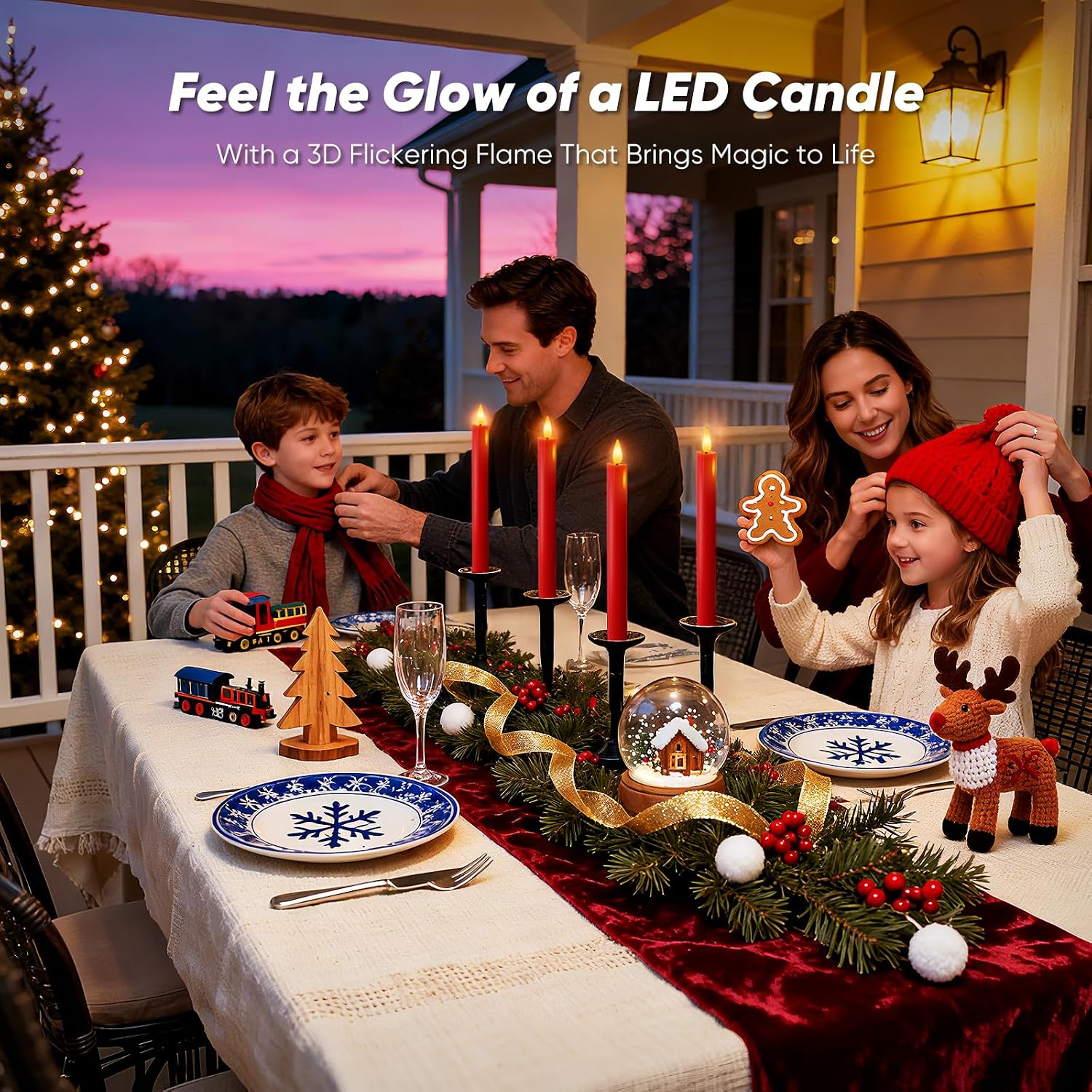 Homemory 6 Pcs Real Wax LED Red Flameless Taper Candles with Remote Timer, 9.6 Inches Fake Candlesticks, Dripless