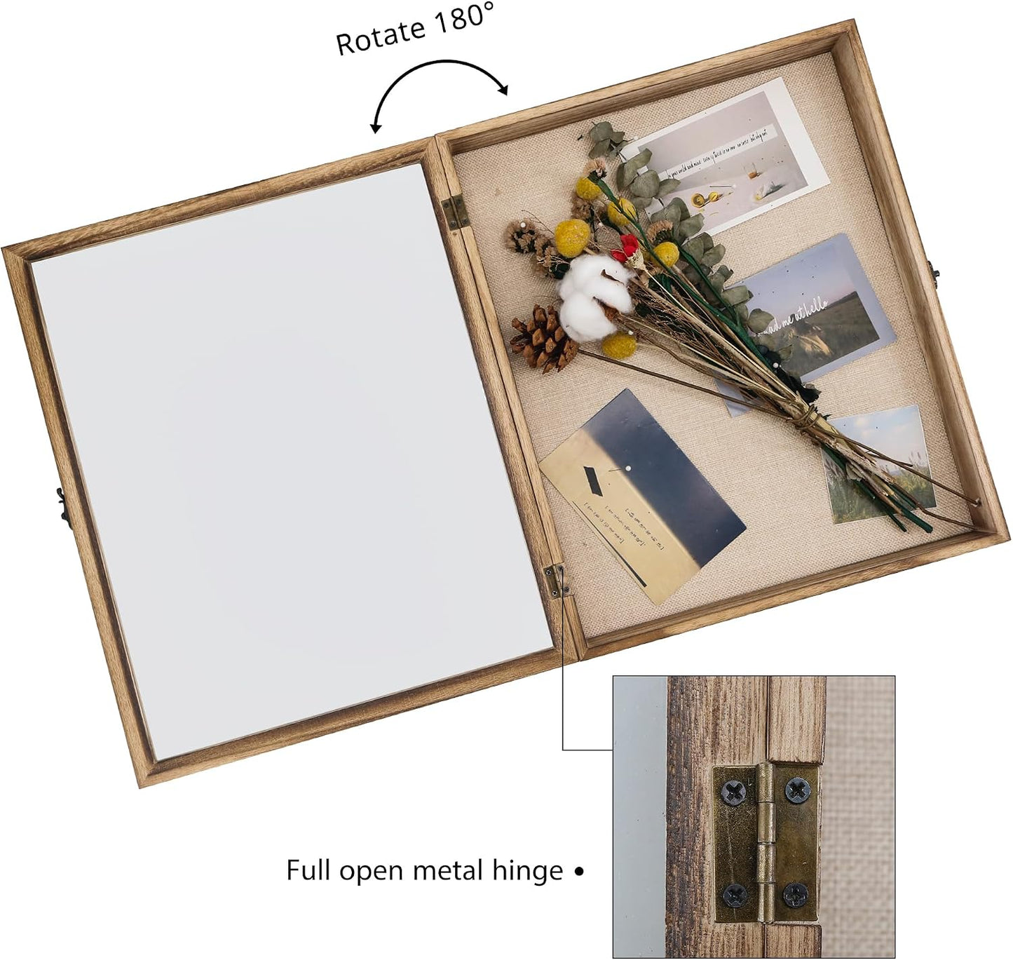GraduationMall 13x16 Shadow Box Frame Solid Wood Glass Door Display Case with Linen Back and 6 Stick Pins,1.5 inches