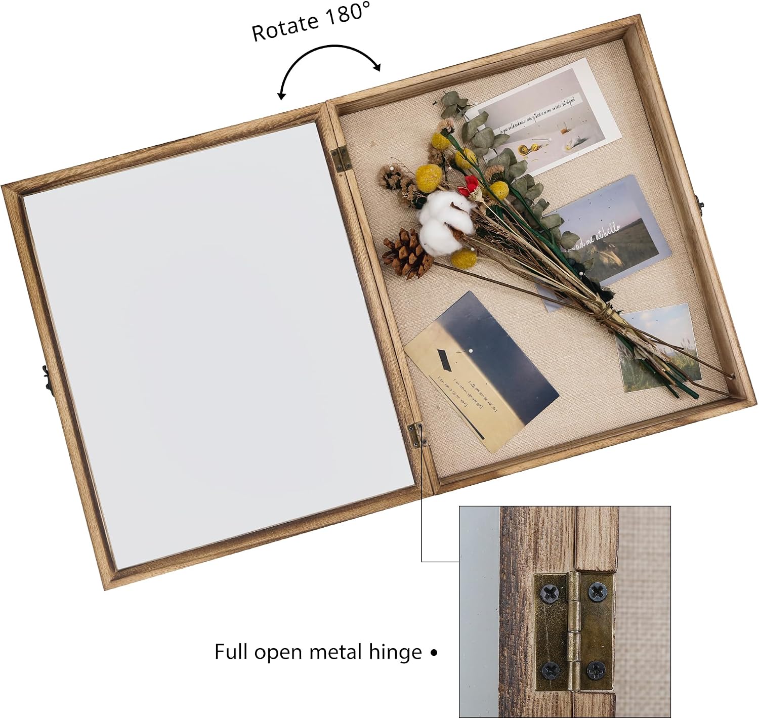 GraduationMall 13x16 Shadow Box Frame Solid Wood Glass Door Display Case with Linen Back and 6 Stick Pins,1.5 inches