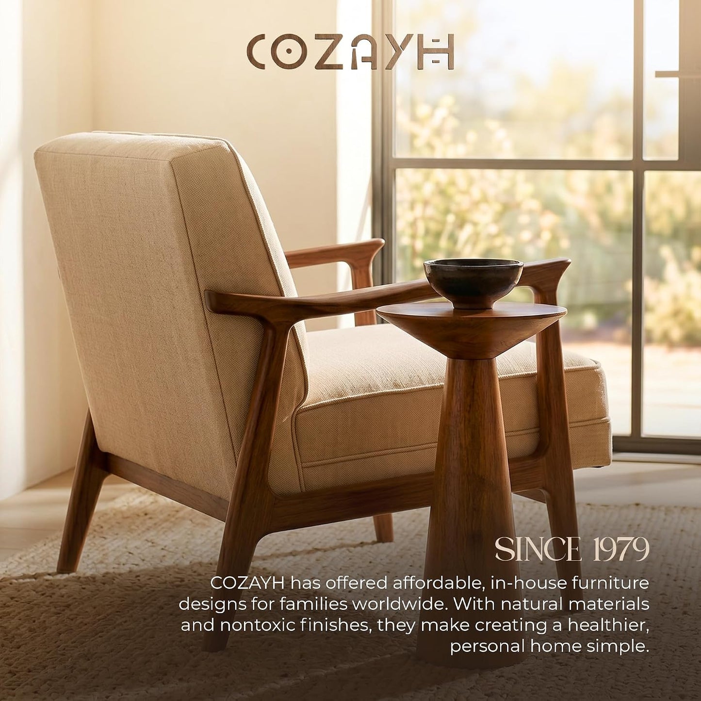 Solid Pine Wood Pedestal Accent Drink Stand / Walnut