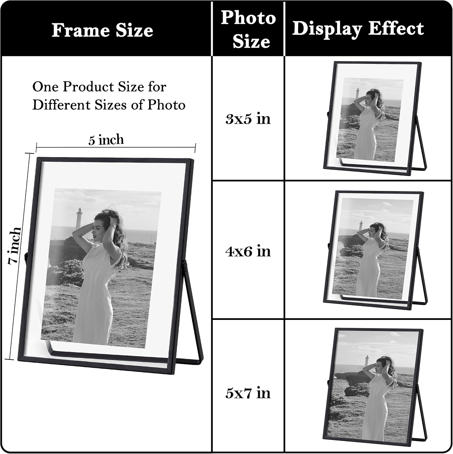 Floating Picture Frame / 1-PACK / Black / 5 x 7