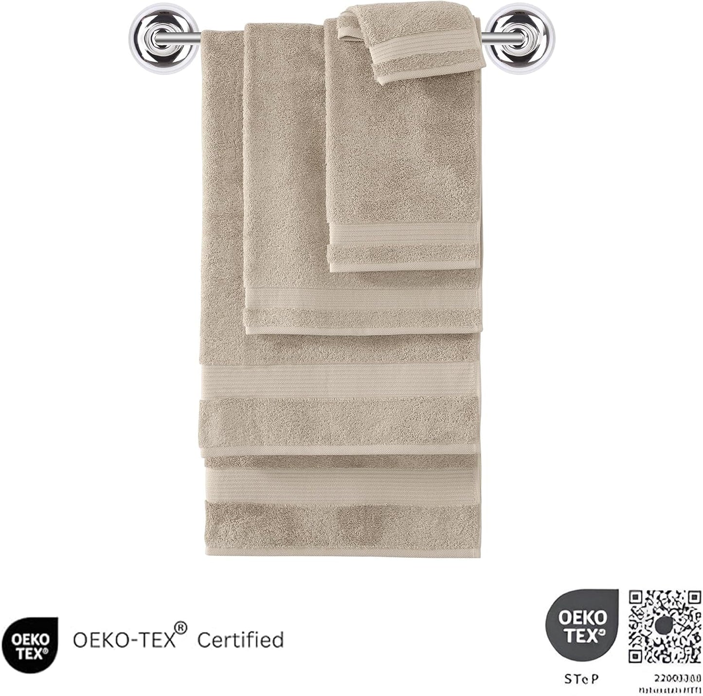 CTT - Luxury 6 Piece Towel Set, 100% Turkish Cotton, Quick Drying, Highly Absorbent & Comfy, Includes 2 Bath Towels, 2
