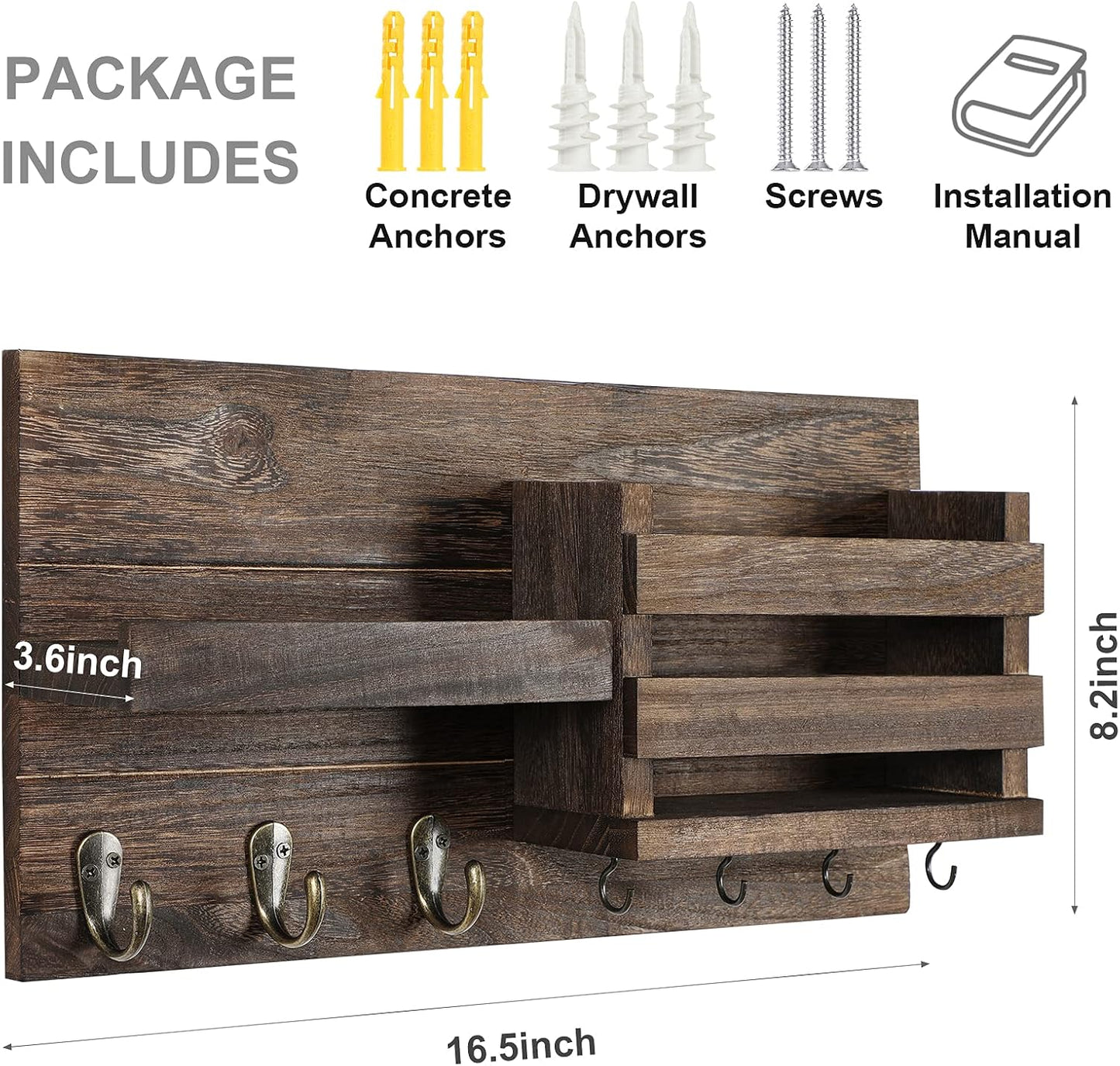 Key Holder / Mail Organizer / Brown