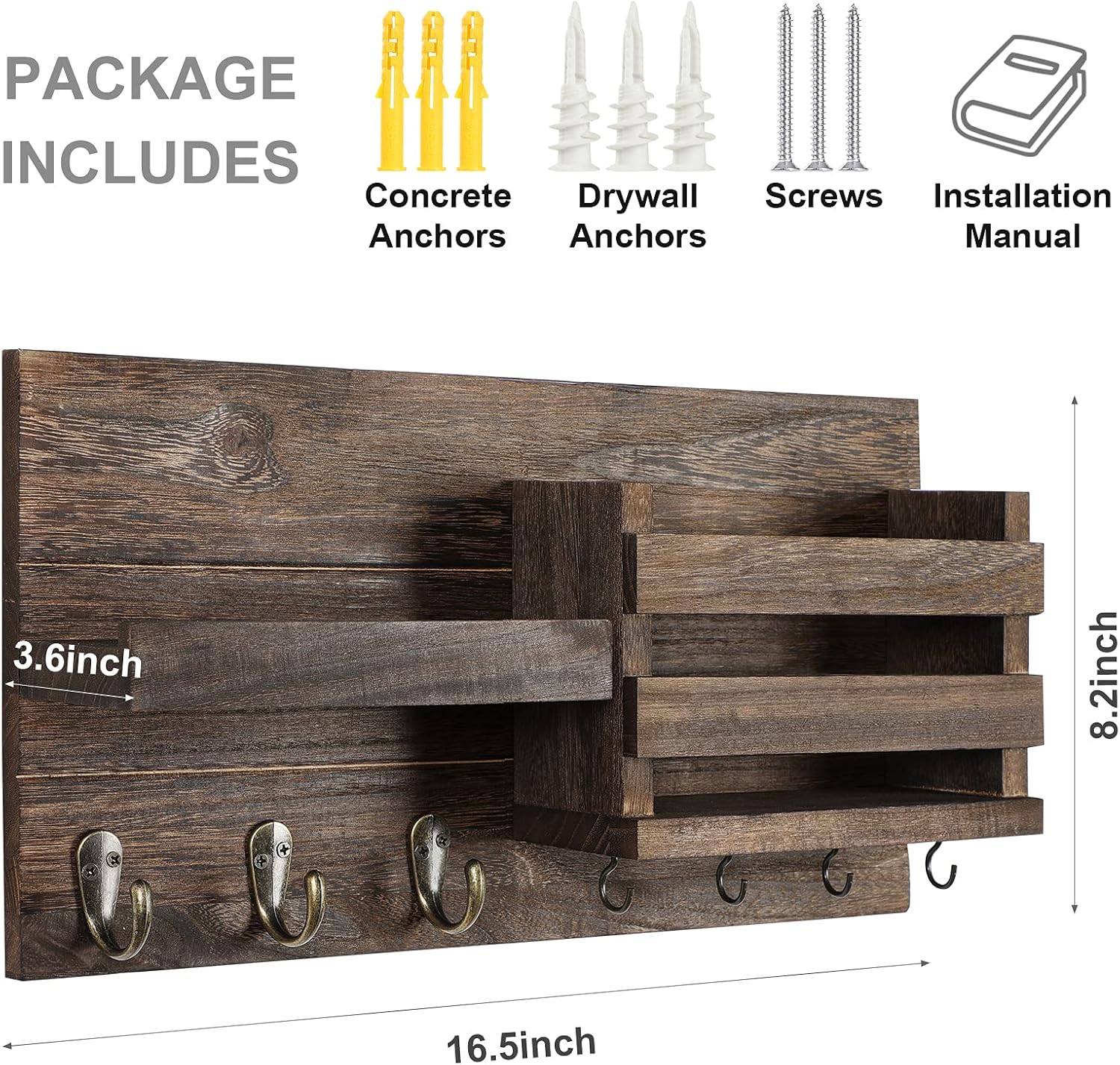 Key Holder / Mail Organizer / Brown