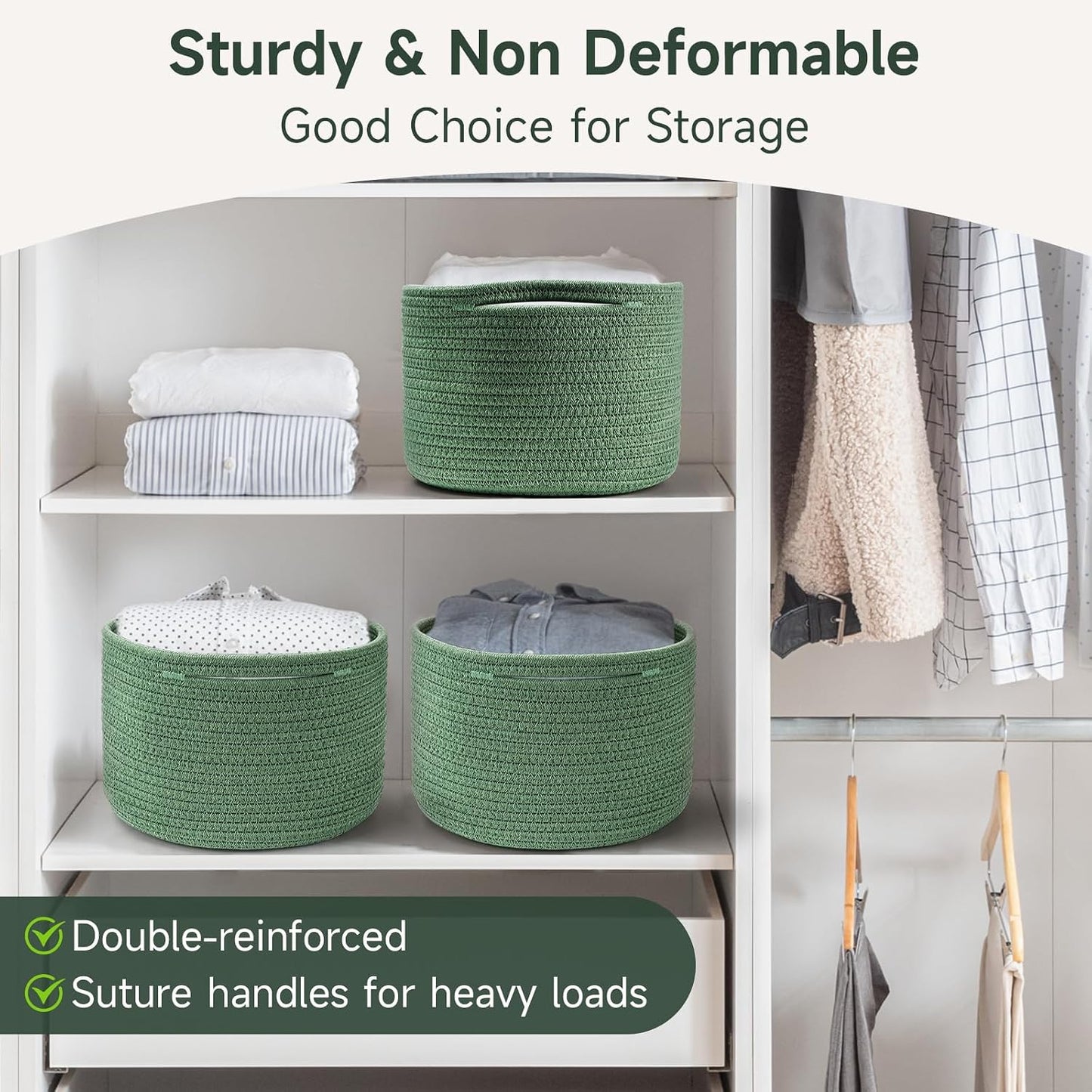 Round Woven Basket / Green / Set of 3