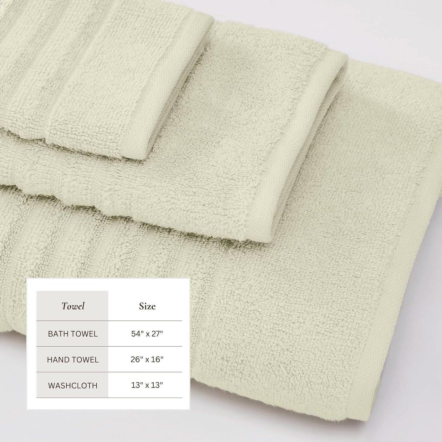 Great Bay Home Bath Towel Set - 100% Cotton 6 Piece Towel Set - Absorbent & Quick-Dry Towels for Bathroom (Sage Green)