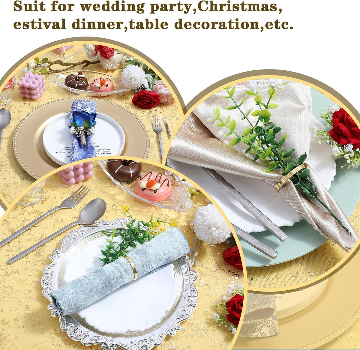 150Pcs Gold Napkin Rings Bulk, Elegant Thanksgiving & Fall Napkin Rings, Servilleteros para Mesas for Weddings