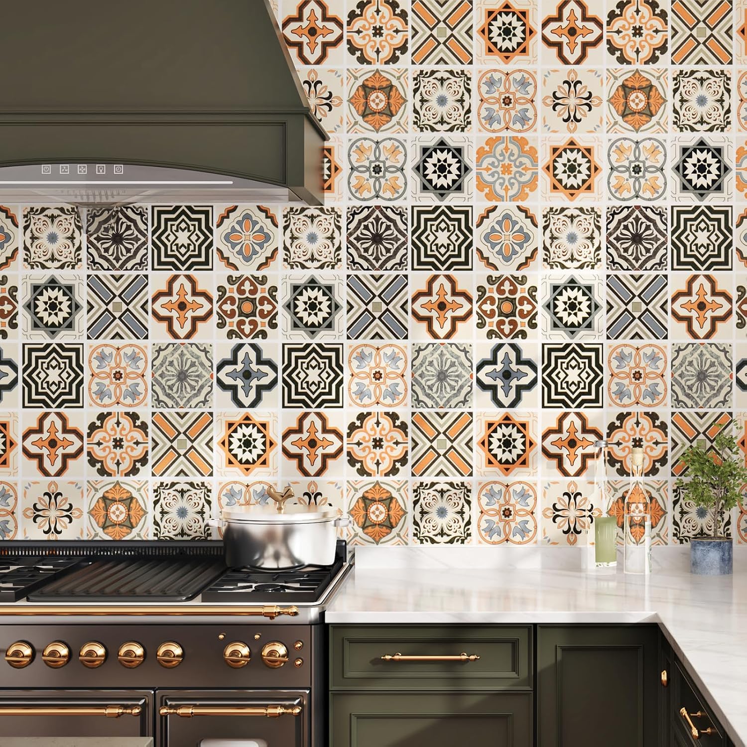 Boho Peel and Stick Wallpaper Tiles Waterproof Moroccan Tile Contact Paper
