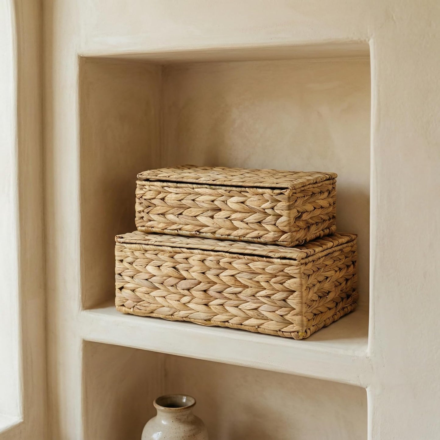 Wicker Organizer Bins for Your Shelves & Home Decor / Set of 2
