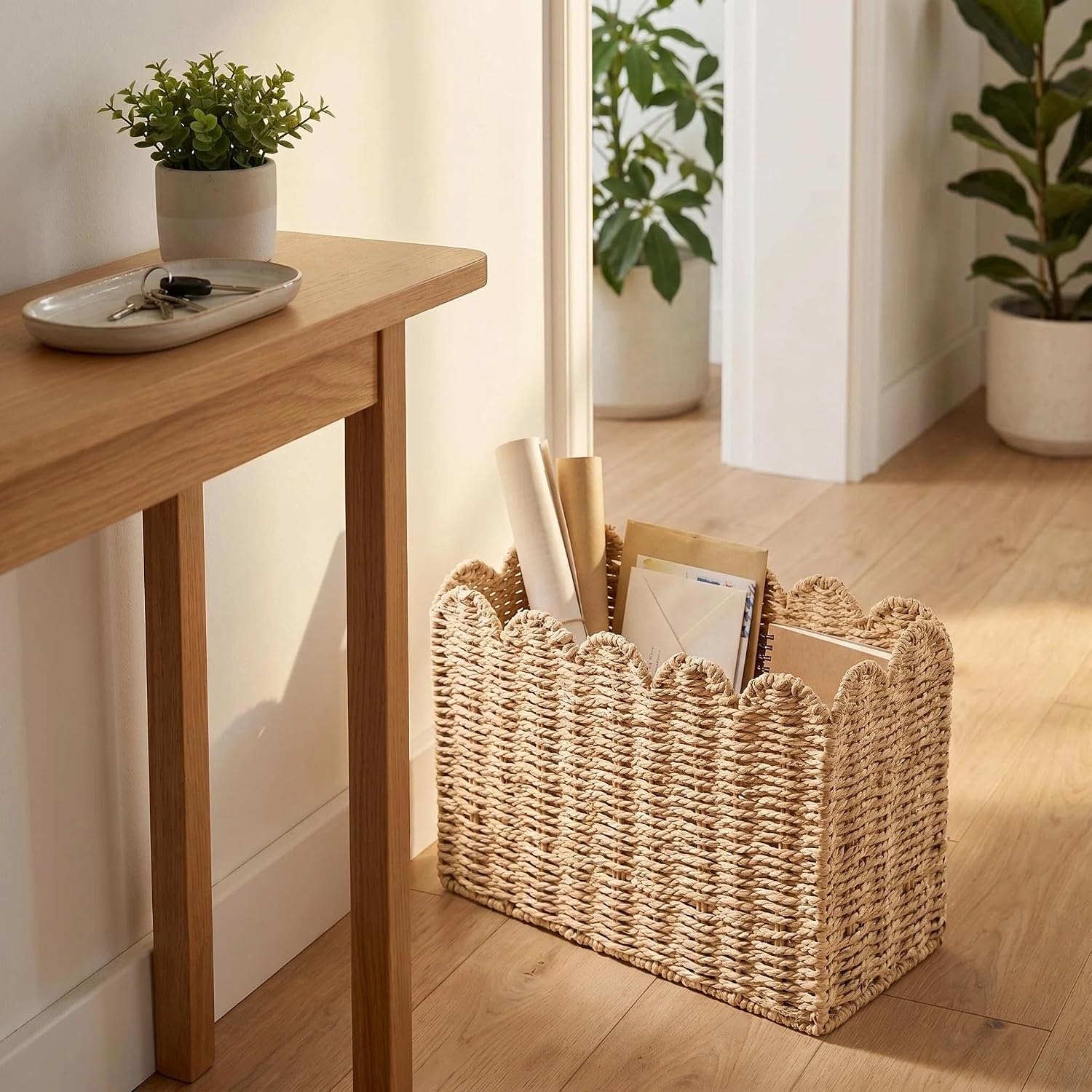Wicker Mail Organizer / Scollope Paper Rope