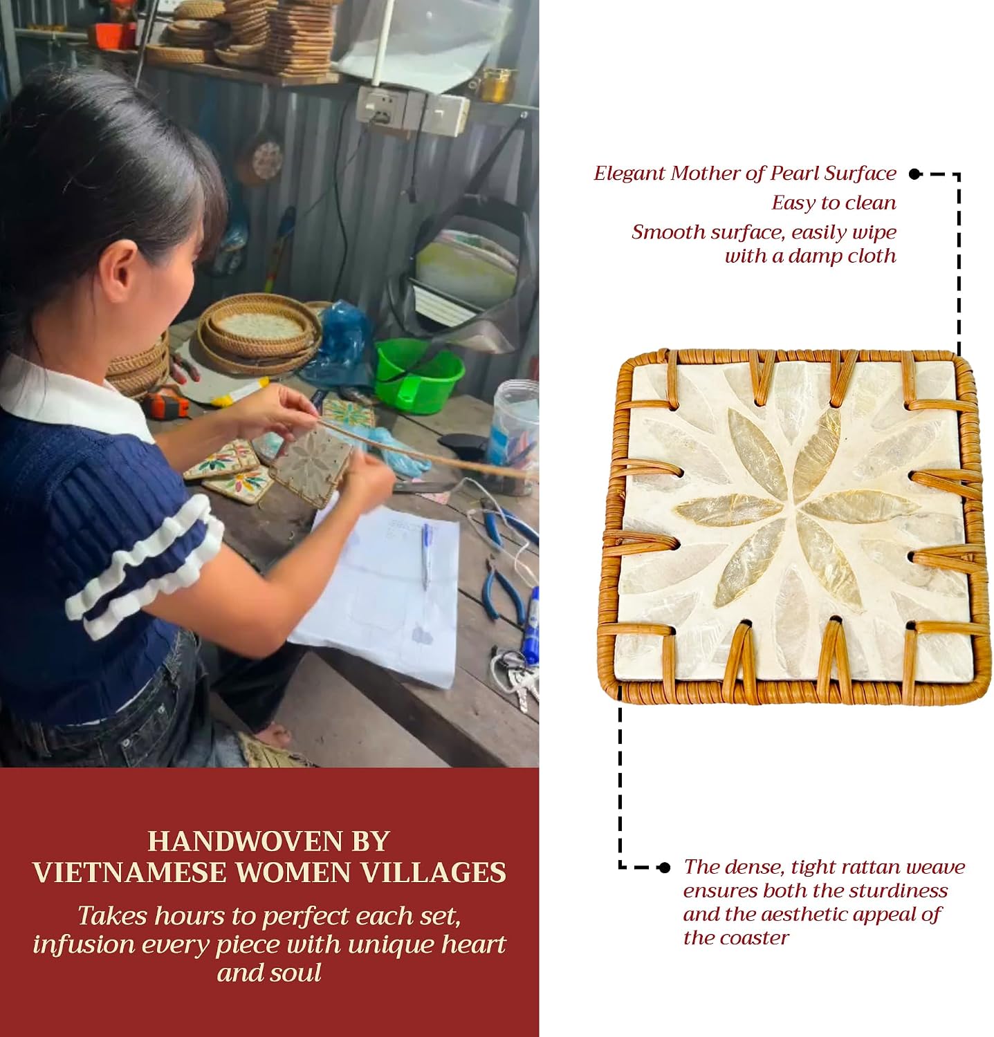 Handmade Rattan Coaster / S2-6 / Set of 6