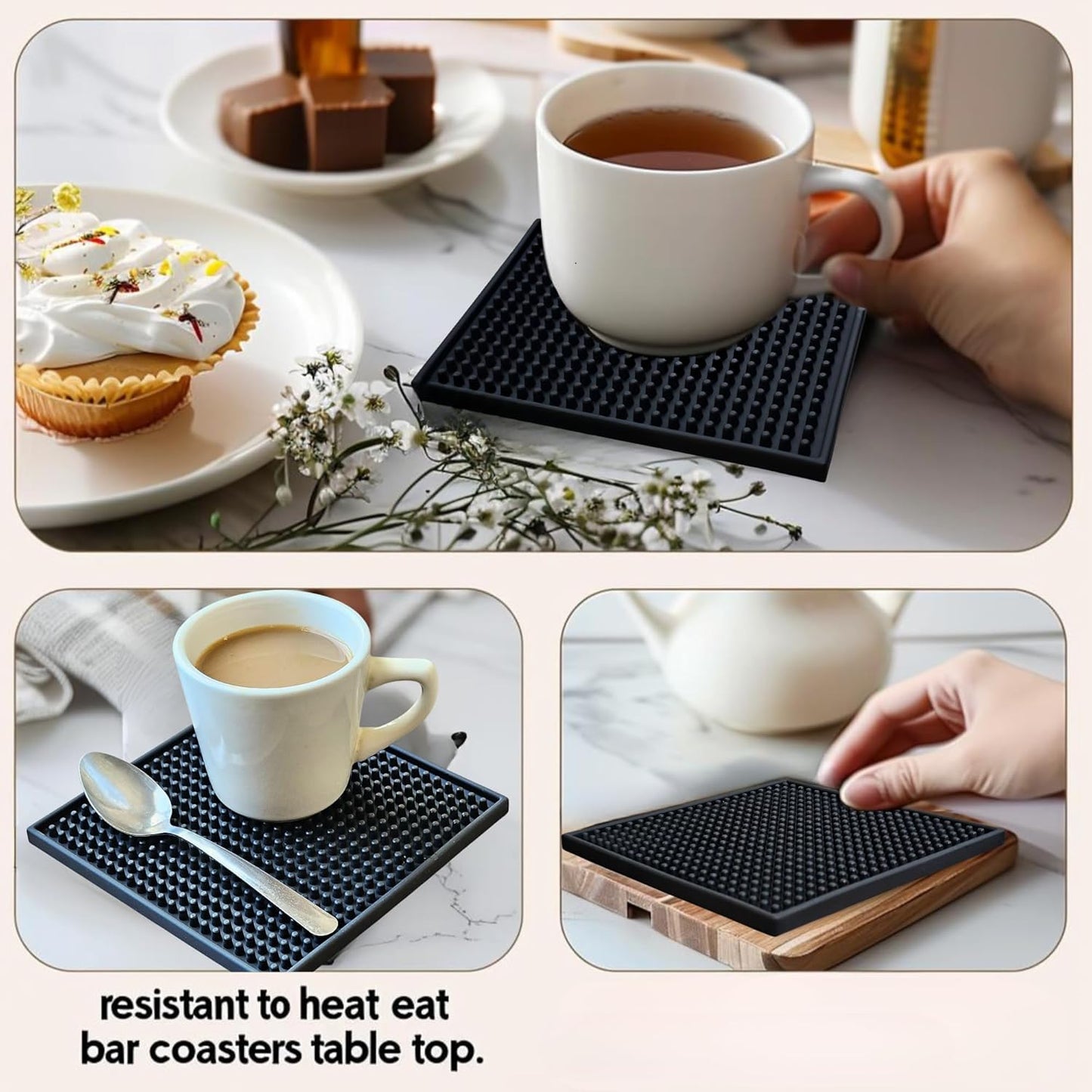 Silicone Coasters Set / with OUT HOLDER / 6 Inch / Set of 6