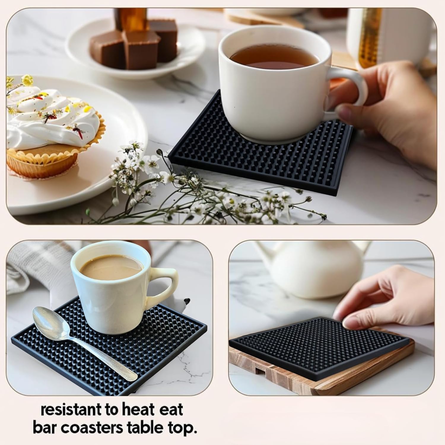 Silicone Coasters Set / with OUT HOLDER / 6 Inch / Set of 6