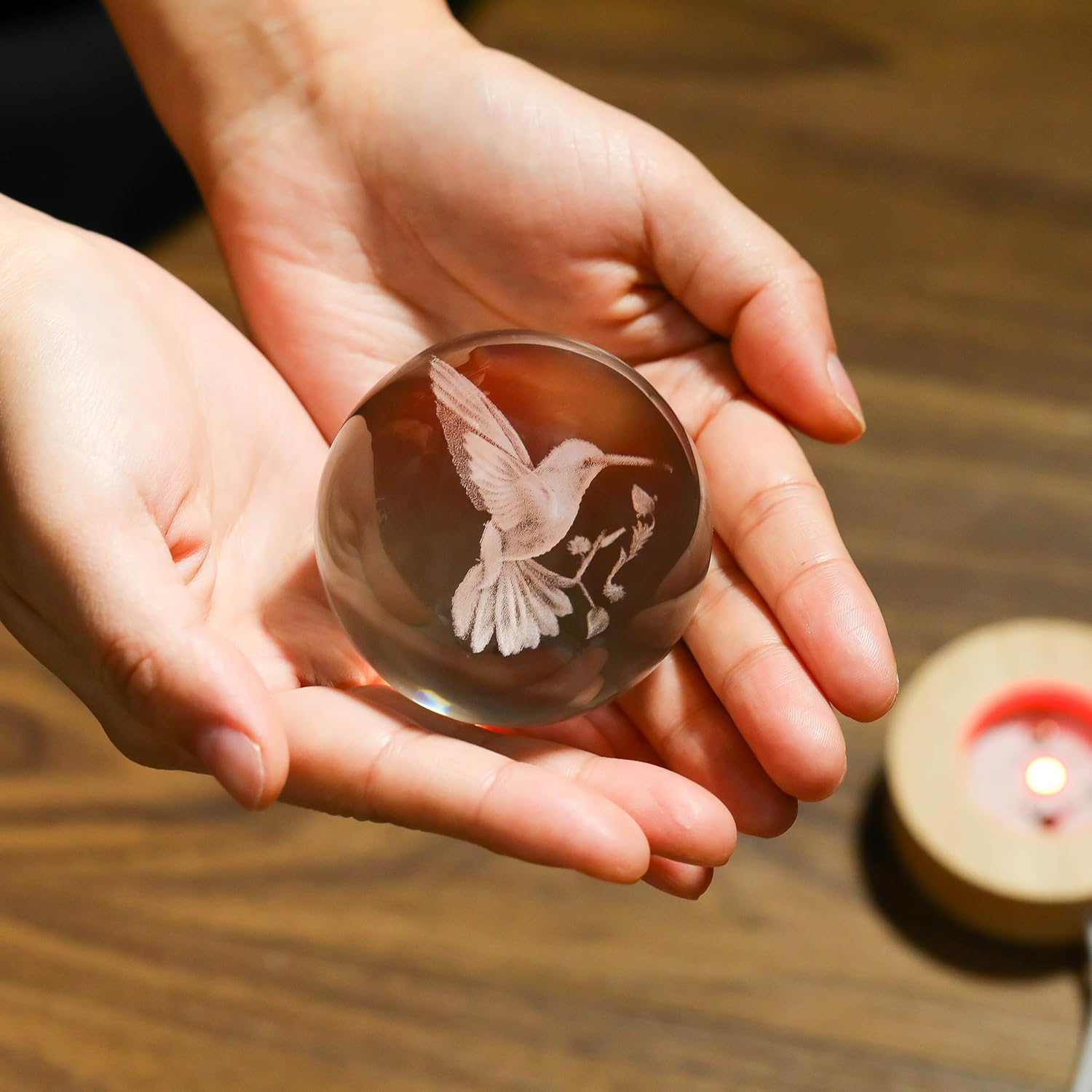 Figurine Glass Animal Decor / Hummingbird