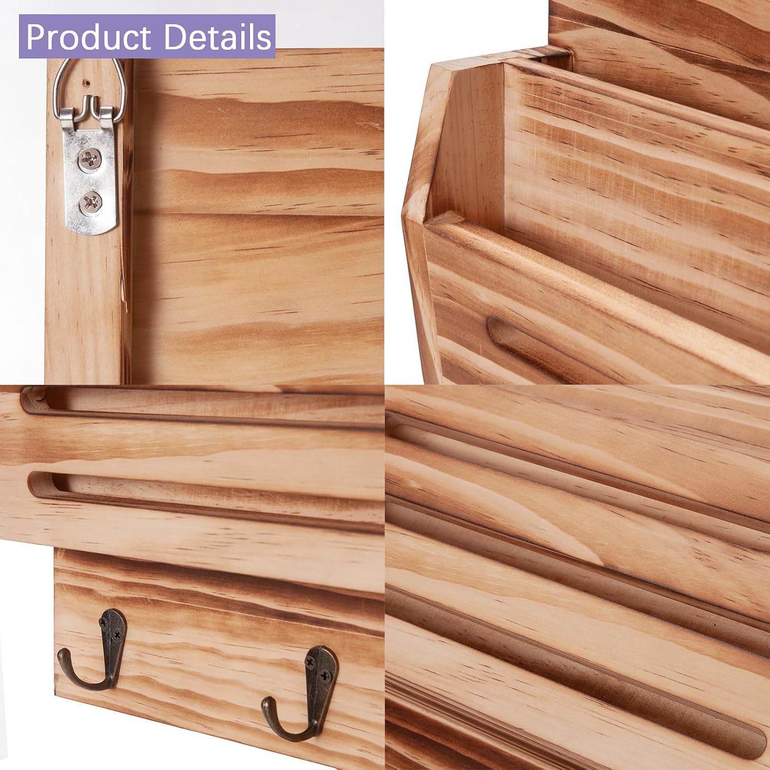 2-Slot Wooden Mail Organizer / Brown