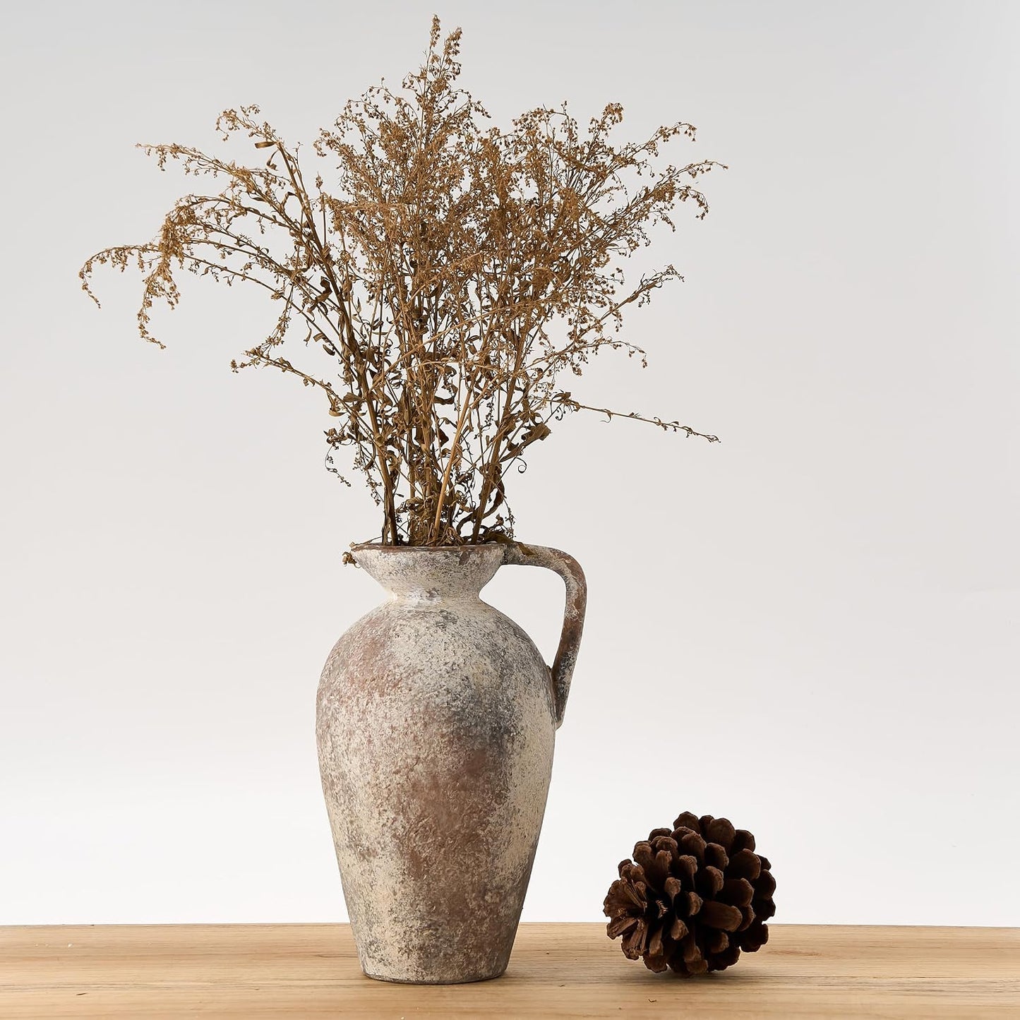 Rustic Vase / Antique Ceramic Vase / Gray- 9.3 / 9.3 Inch