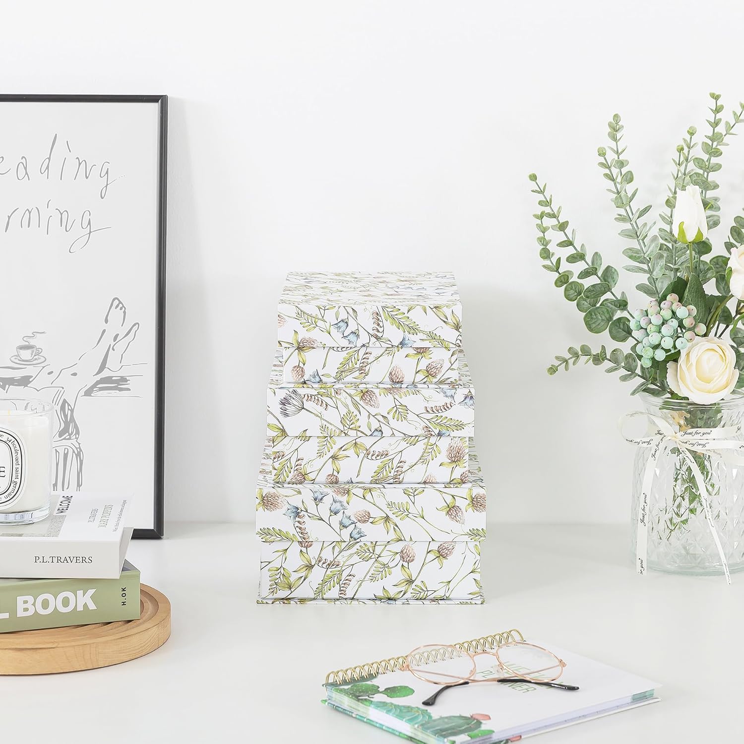 Floral Pattern Keepsake Boxes / Wild Garden / Set of 3