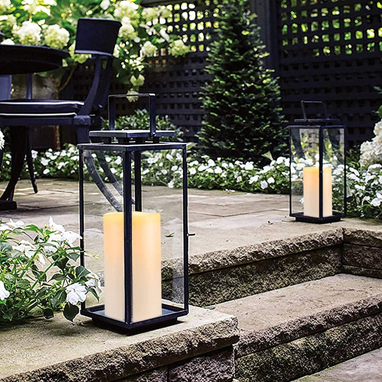 Homemory 4" x 6" Large Waterproof Outdoor Flameless Candles, Battery Operated Flickering LED Pillar Candles with Remote