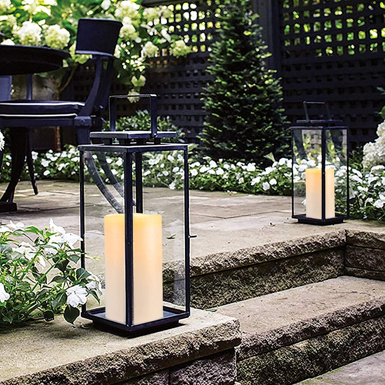Homemory 4" x 6" Large Waterproof Outdoor Flameless Candles, Battery Operated Flickering LED Pillar Candles with Remote