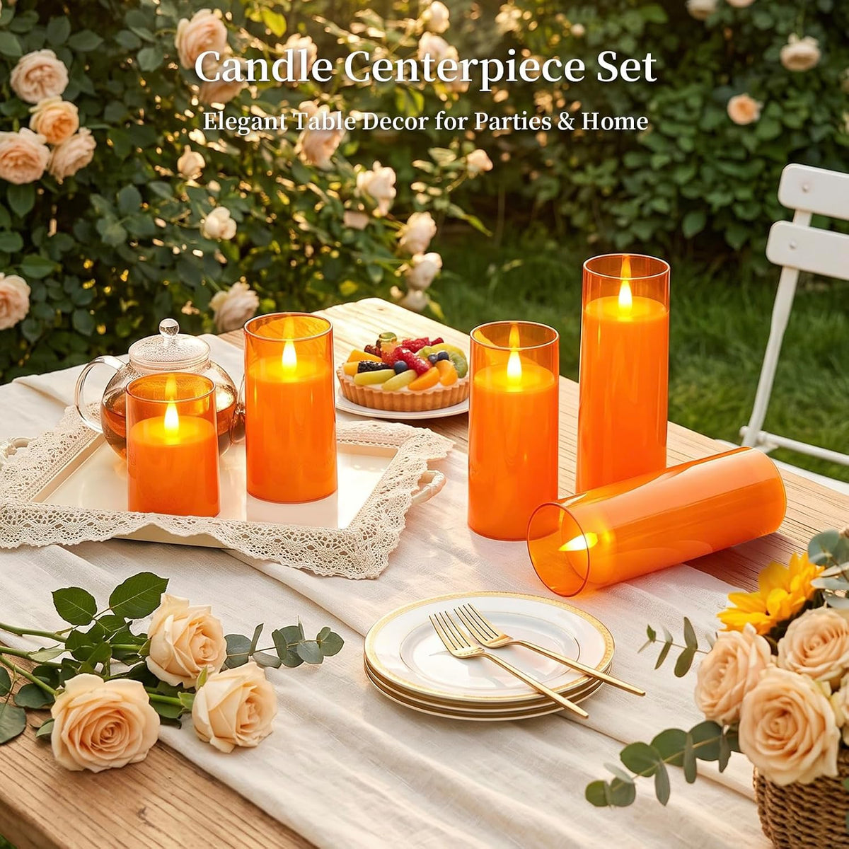 Homemory Orange Flameless Candles Realistic Flickering with Remote for Fall | Halloween Candles Battery Operated with