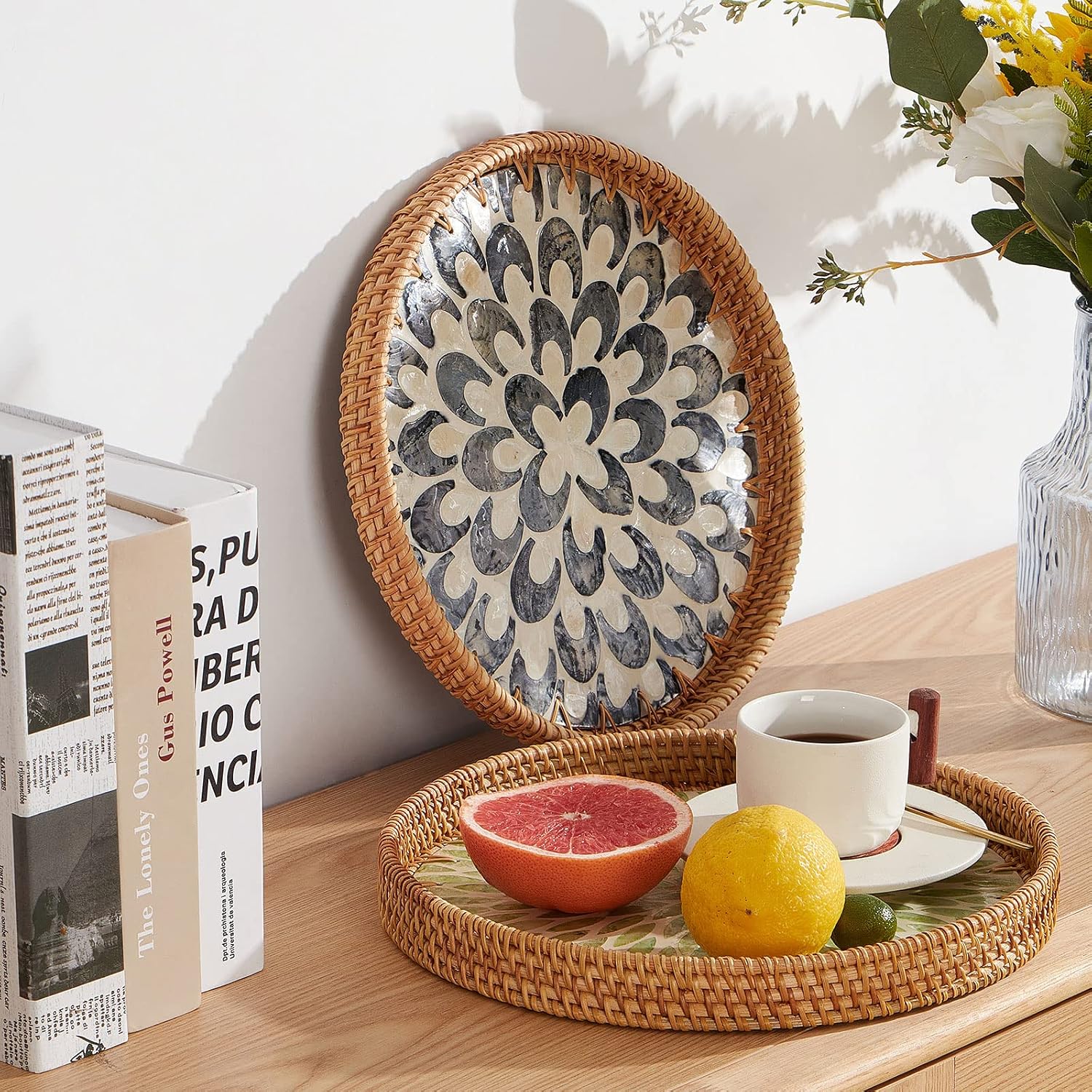 Round Rattan Tray / Plume / 11.8