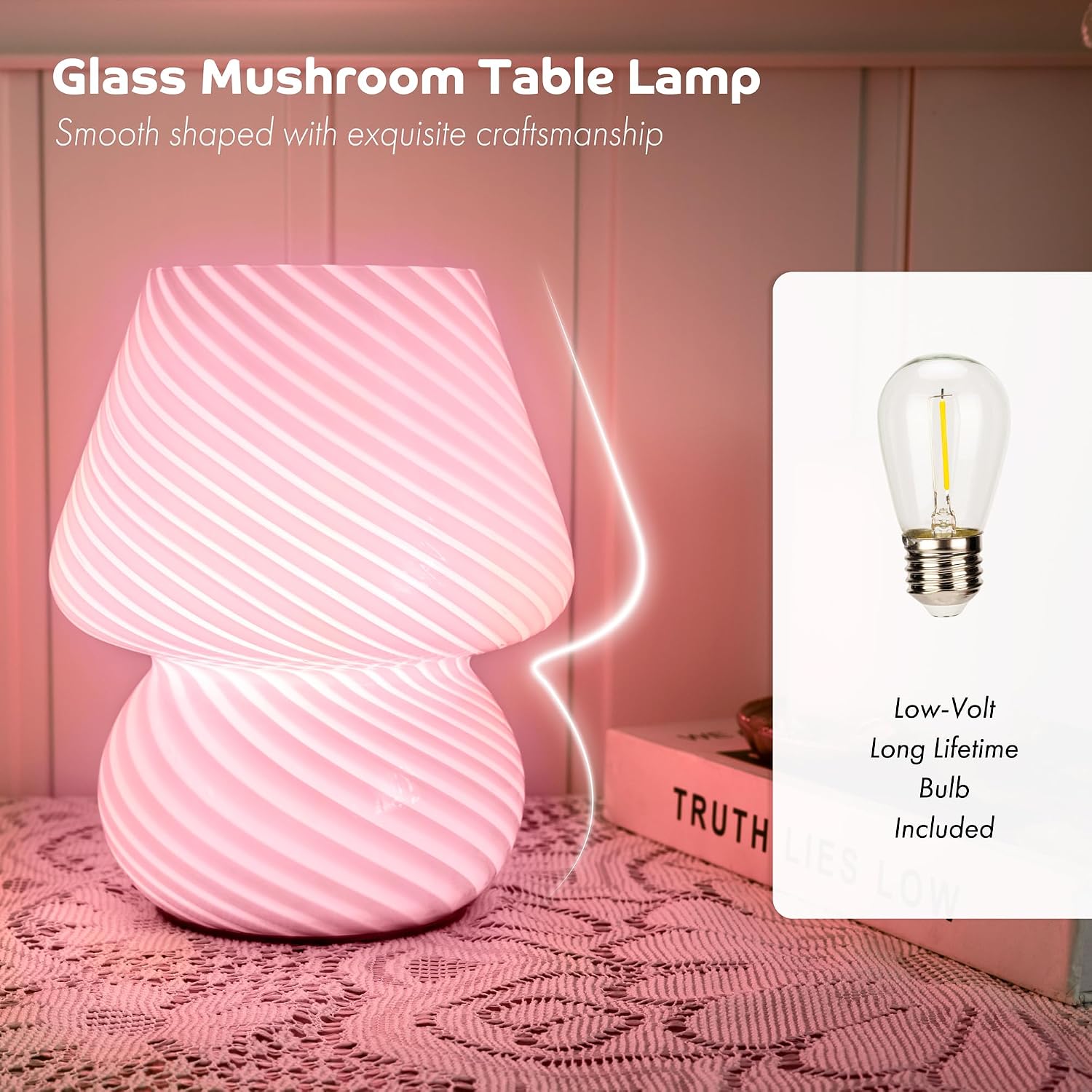 Vintage Small Table Lamp / Pink