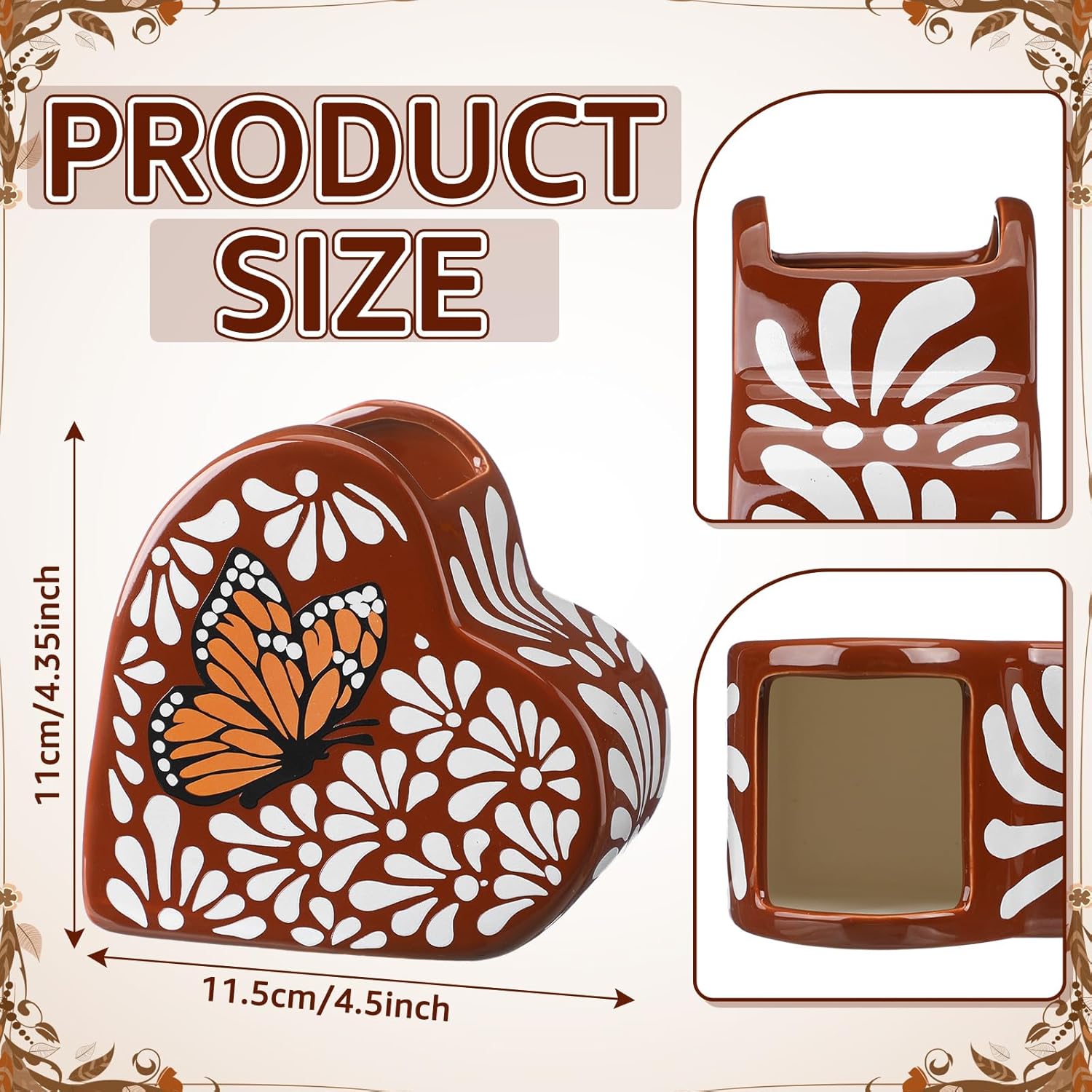 Mexican Ceramic Vases Talavera Monarch Butterfly Flower Vase Clay Cantaritos De Barro Mexicanos