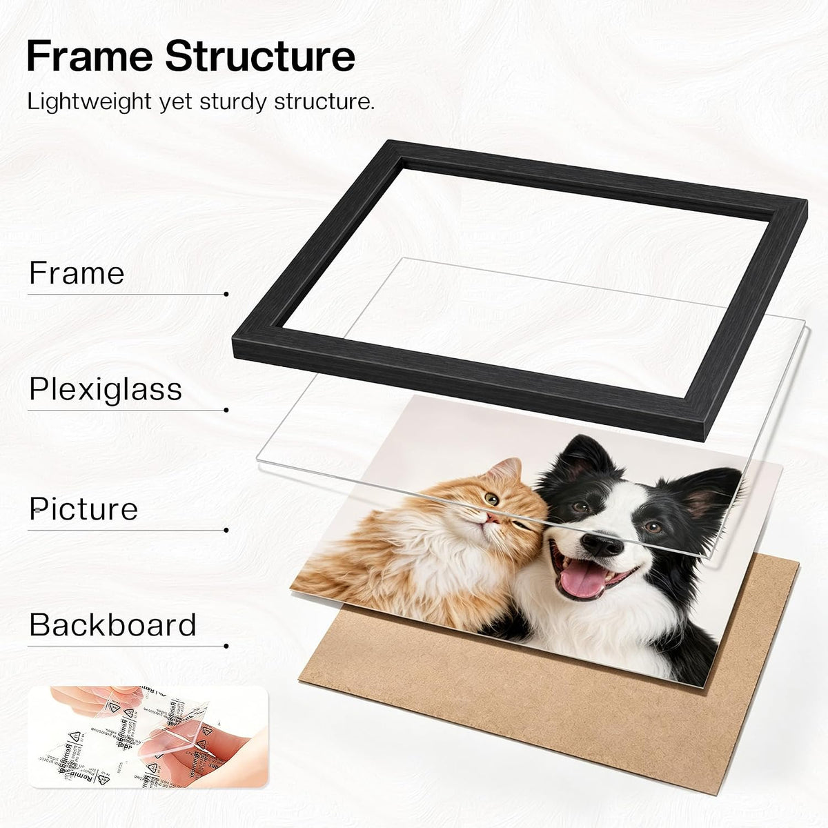 12x16 Picture Frame 3 Pack, Wall Mount Display, Black Wood Grain | Fits 12x16 Photos or Posters, Clear Shatterproof