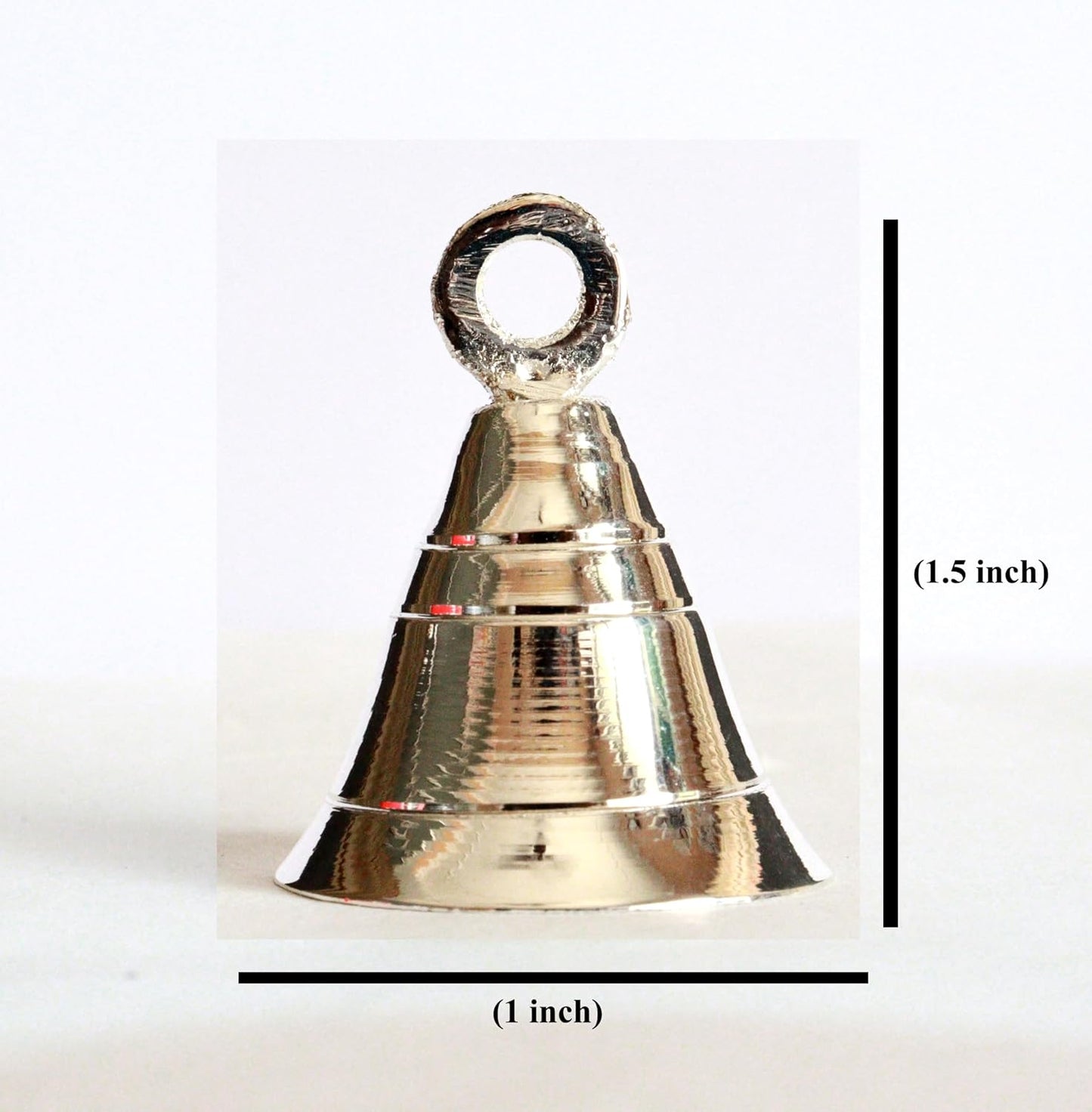 Solid Brass Pooja Bells with J Hook Home Decor Christmas Bell Wall Hanging Jingle Bell Ornaments New (24, Silver Bells