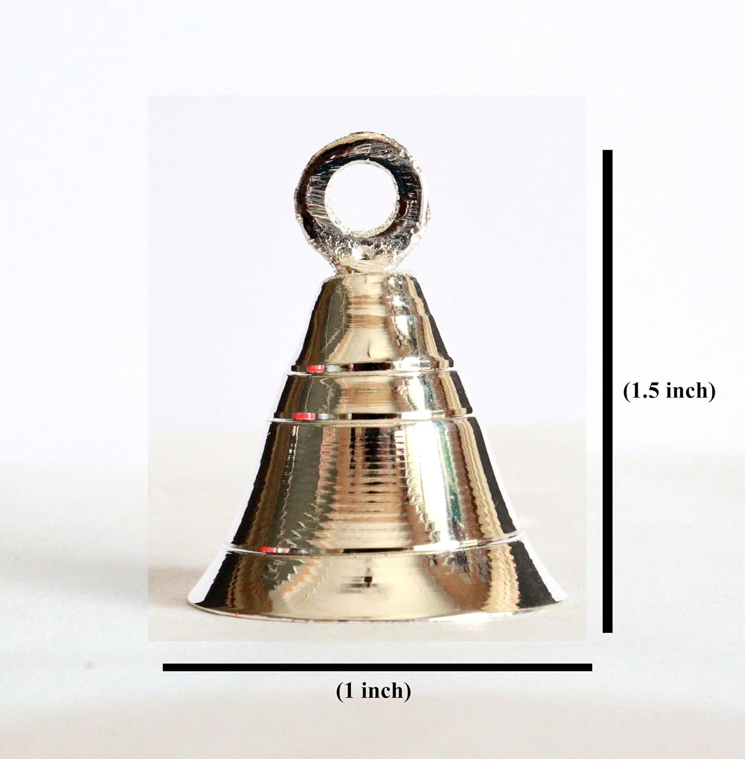 Solid Brass Pooja Bells with J Hook Home Decor Christmas Bell Wall Hanging Jingle Bell Ornaments New (24, Silver Bells