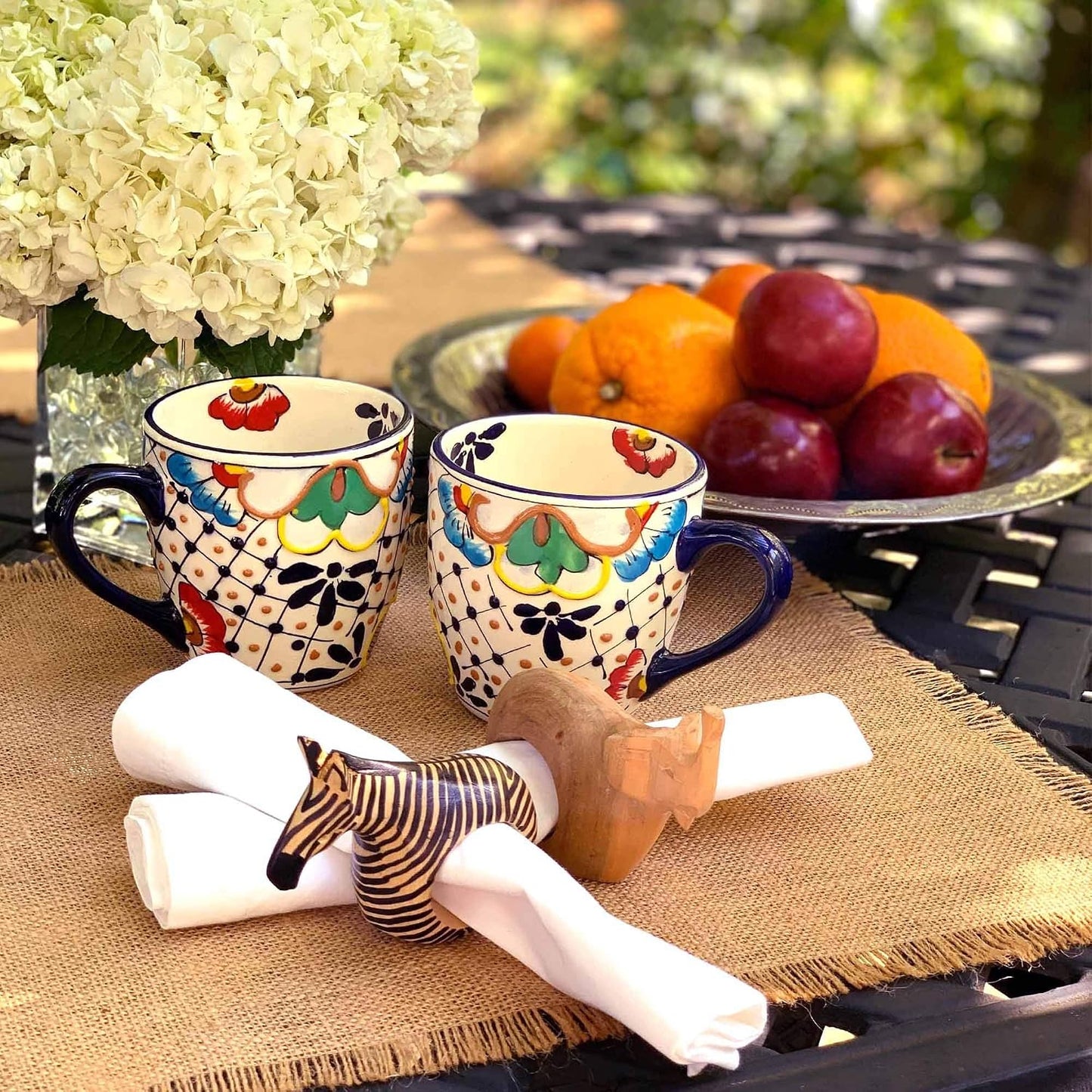 Mahogany Wood Animal Napkin Rings Set of Six / Assorted Animals