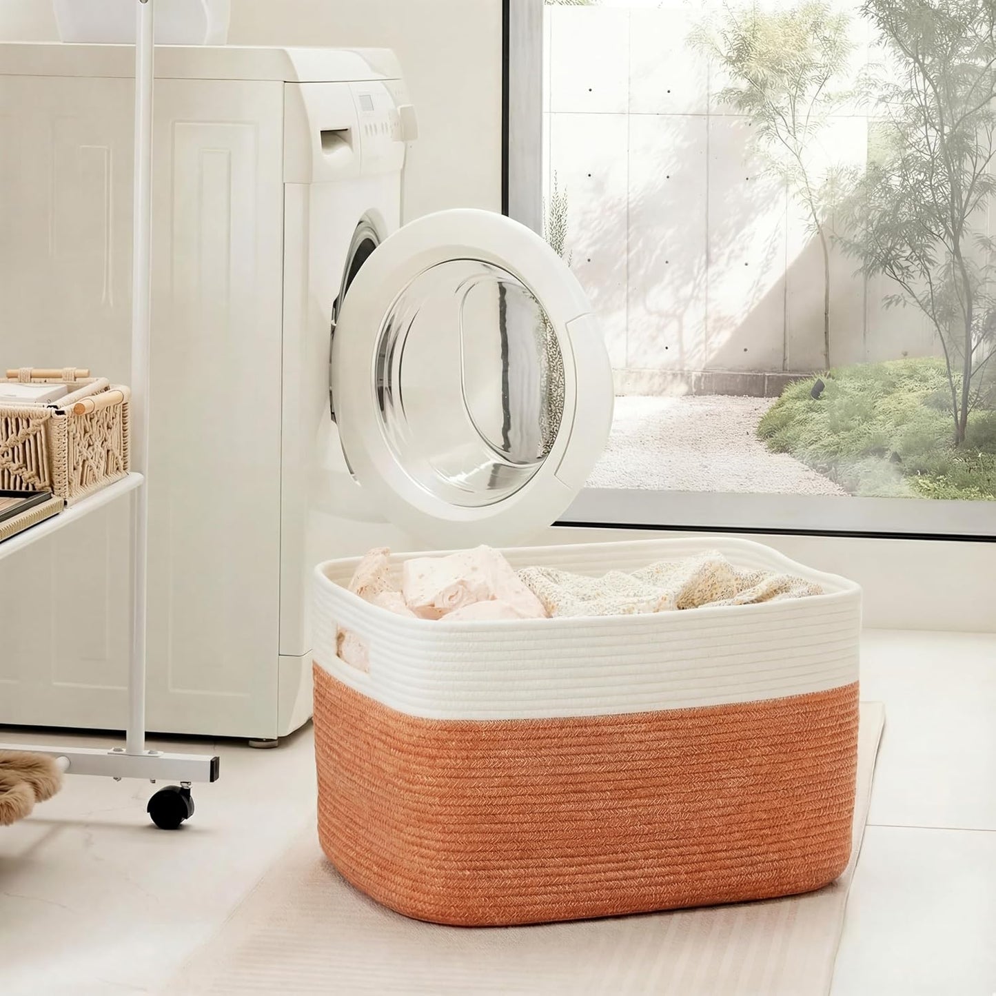 Rectangle Woven Baskets for Storage / Orange / 30L