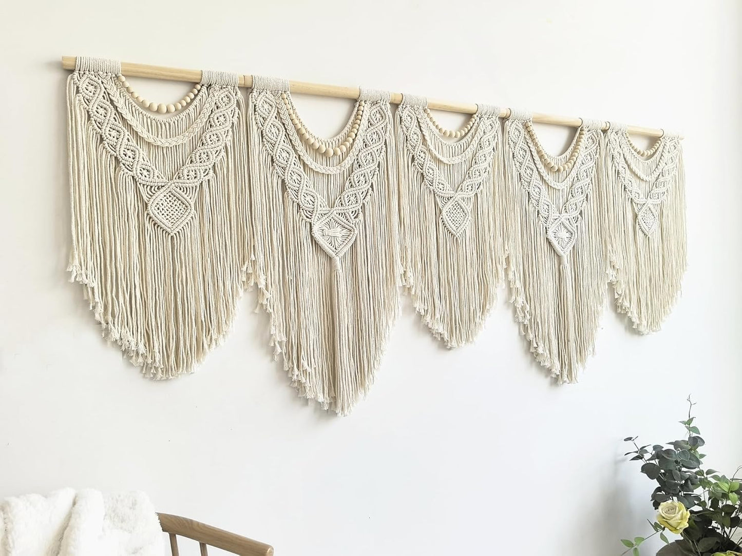 Extral Large macrame wall hanging / Wood Bead-b