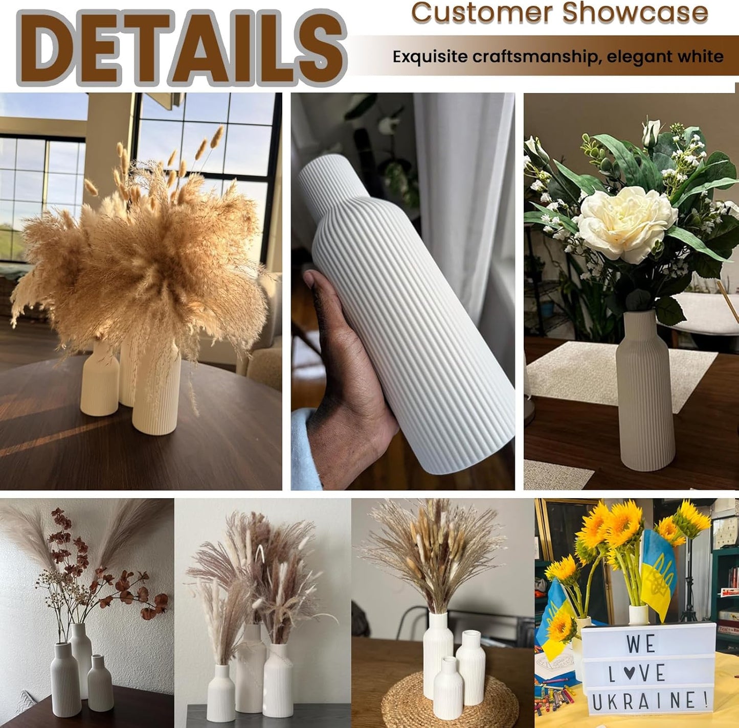 Ceramic Flower Vases / 3-piece-set / Beige / Set of 3