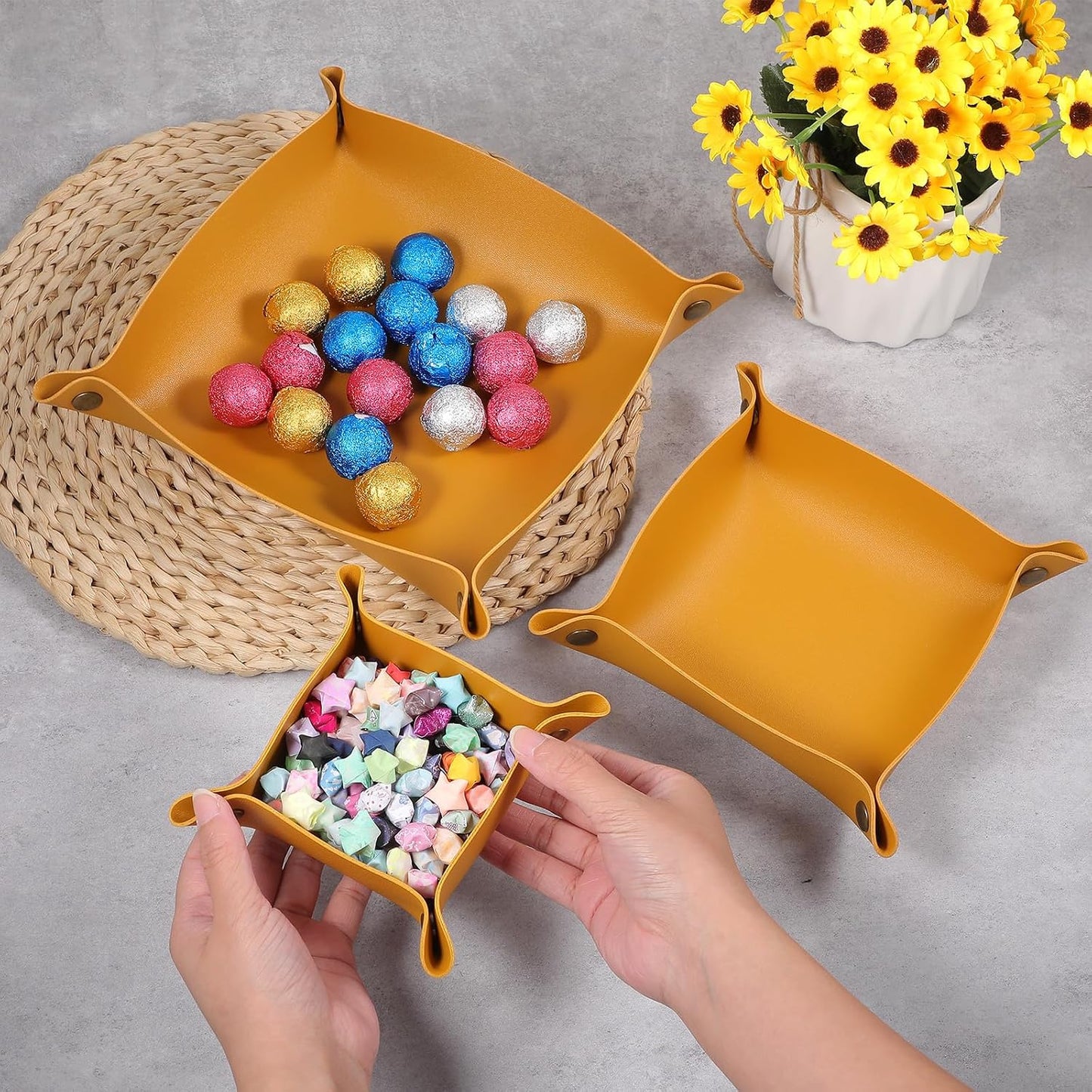 Leather Jewelry Tray for Keys and Wallet / Set of 12
