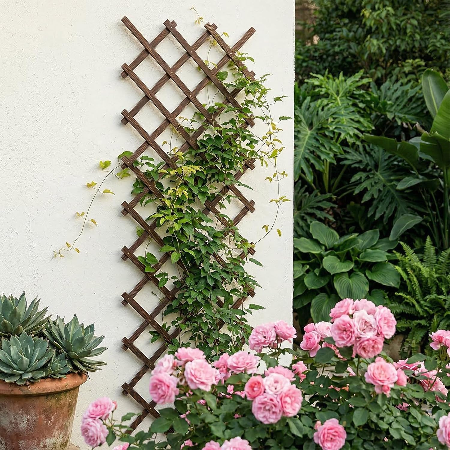 Expandable Garden Trellis, 38" x 89" Trellis for Climbing Plants Outdoor, Wooden Lattice Fence Wall Panel Lattice