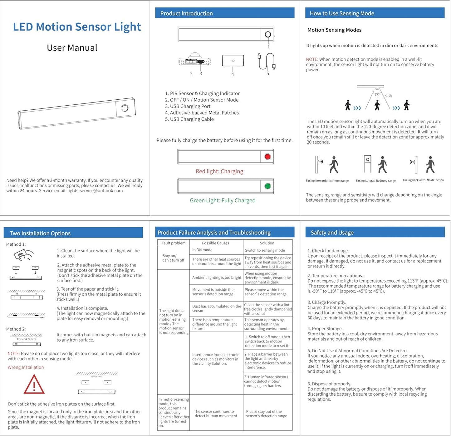 6 Pack Under Cabinet Lighting Wireless, 32 LED Rechargeable Battery Motion Sensor Light Indoor, Stick On Magnetic