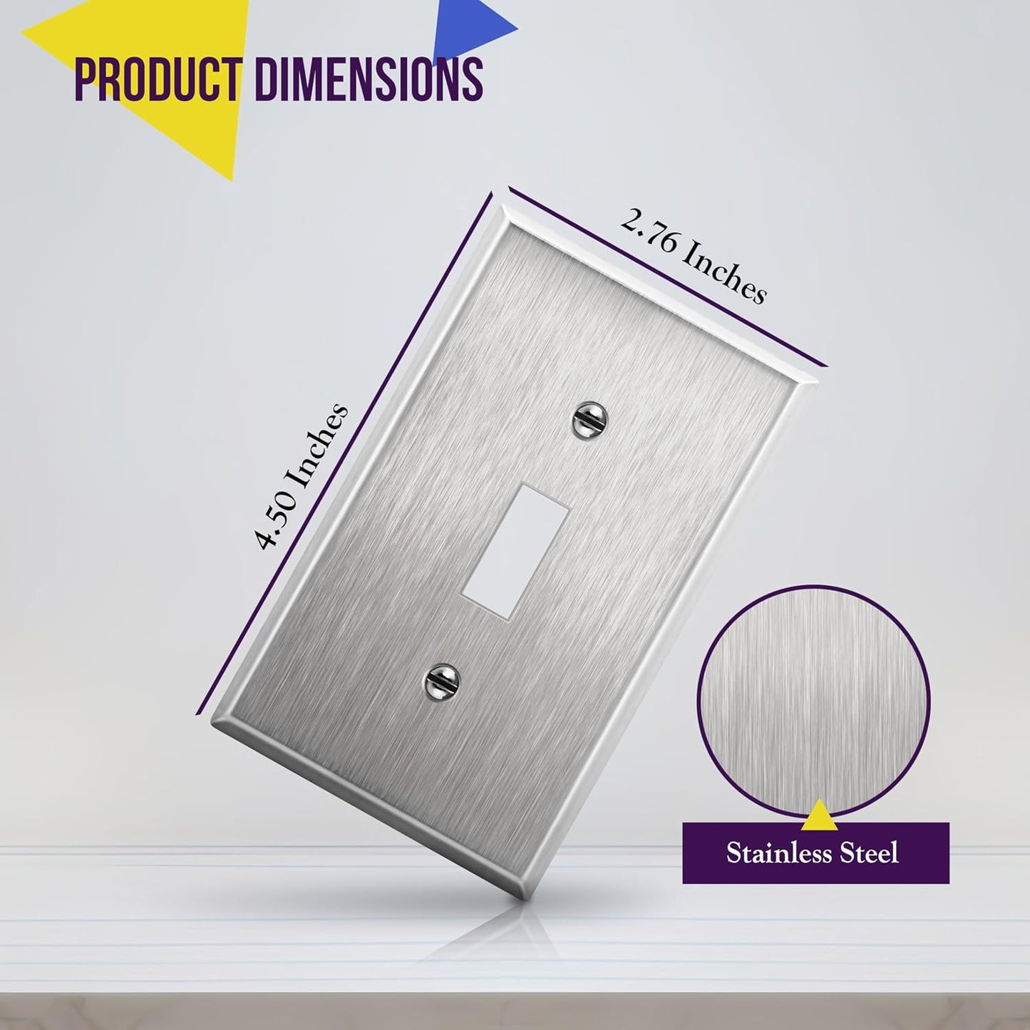 ENERLITES Toggle Light Switch Metal Wall Plate, Stainless Steel Switch Cover, Corrosion Resistant, Standard Size 1-Gang
