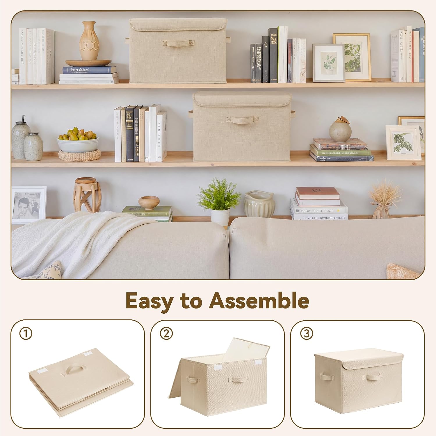 Closet Storage Bins / Khaki / Extra Large / Set of 2