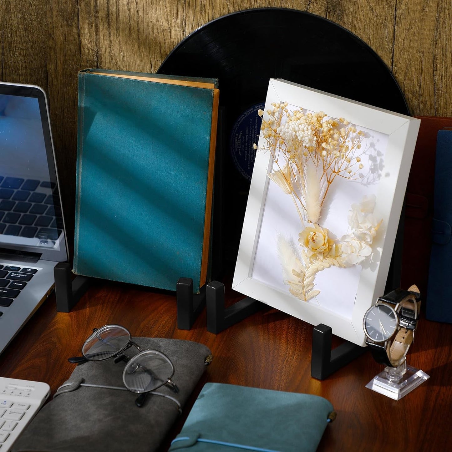 2 Pcs Large Plate Stands for Display Metal Frame Plate Holder Display Stand Decorative Table Top Easels for Picture
